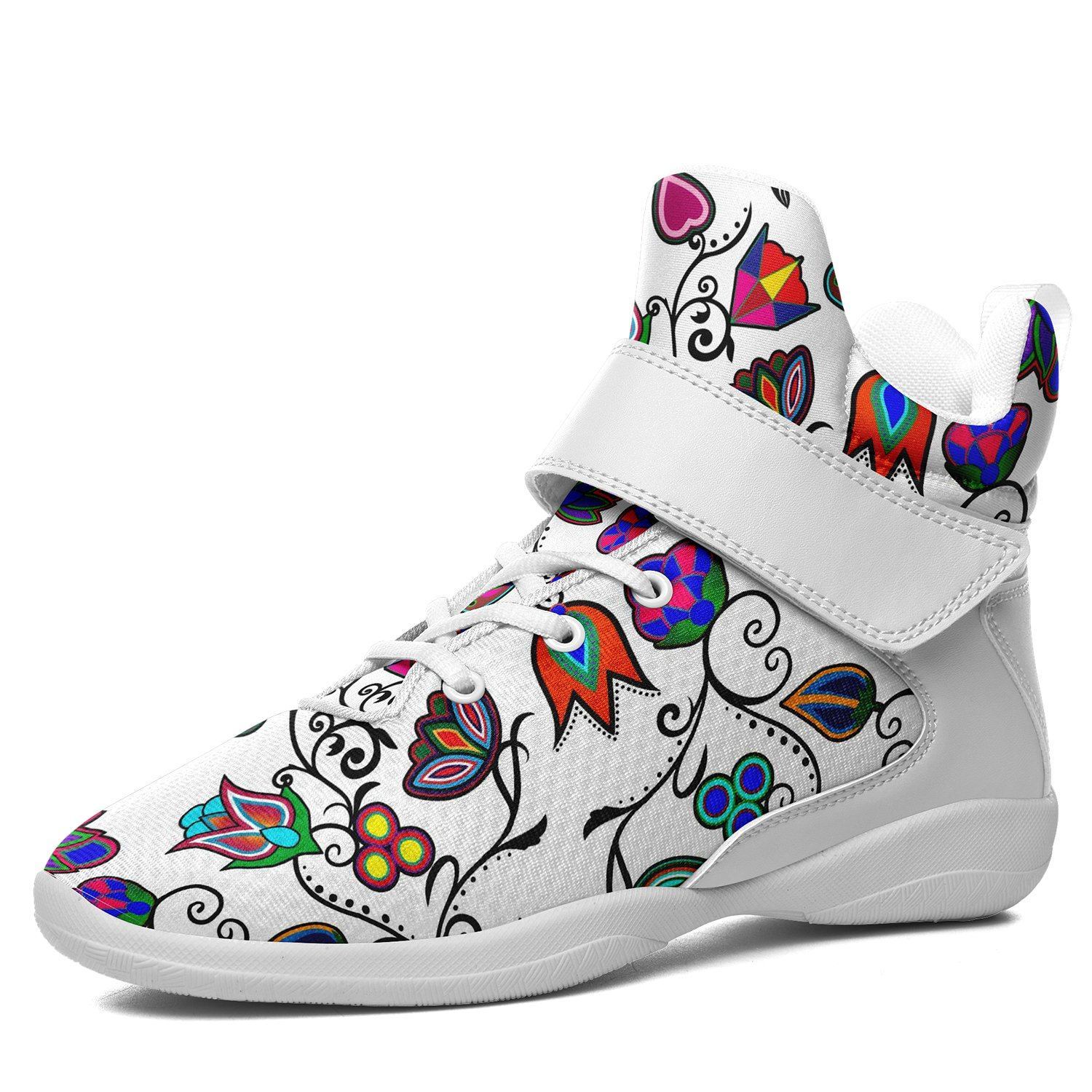 Indigenous Paisley White Kid's Ipottaa Basketball / Sport High Top Shoes 49 Dzine US Child 12.5 / EUR 30 White Sole with White Strap