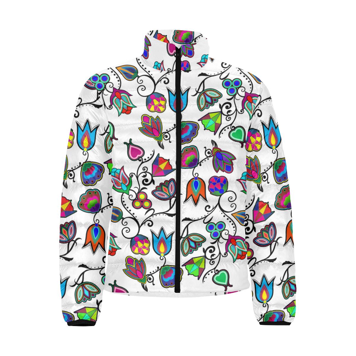 Indigenous Paisley - White Men's Stand Collar Padded Jacket (Model H41) Men's Stand Collar Padded Jacket (H41) e-joyer