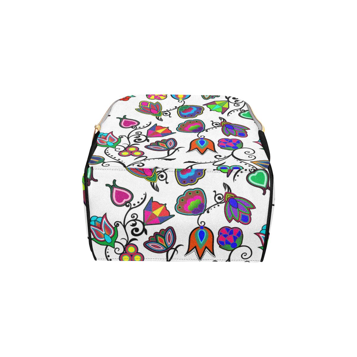 Indigenous Paisley - White Multi-Function Diaper Backpack (Model 1688) Diaper Backpack (1688) e-joyer
