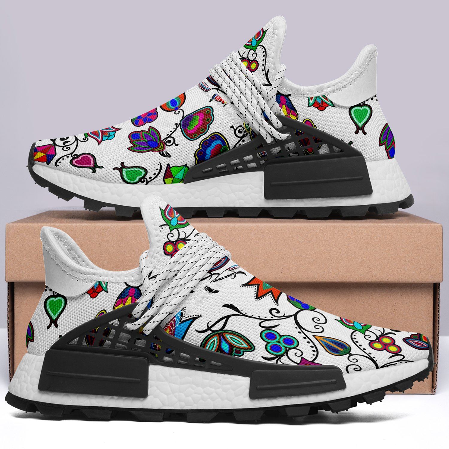 Indigenous Paisley White Okaki Sneakers Shoes 49 Dzine