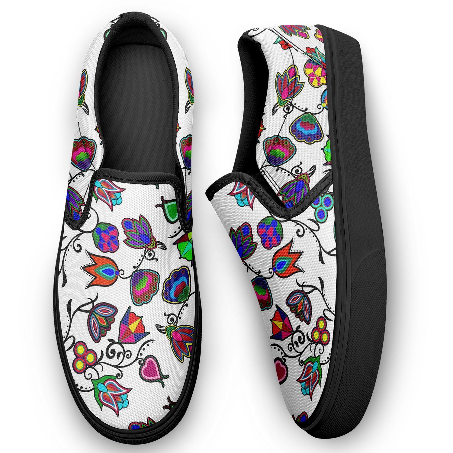 Indigenous Paisley White Otoyimm Kid's Canvas Slip On Shoes 49 Dzine