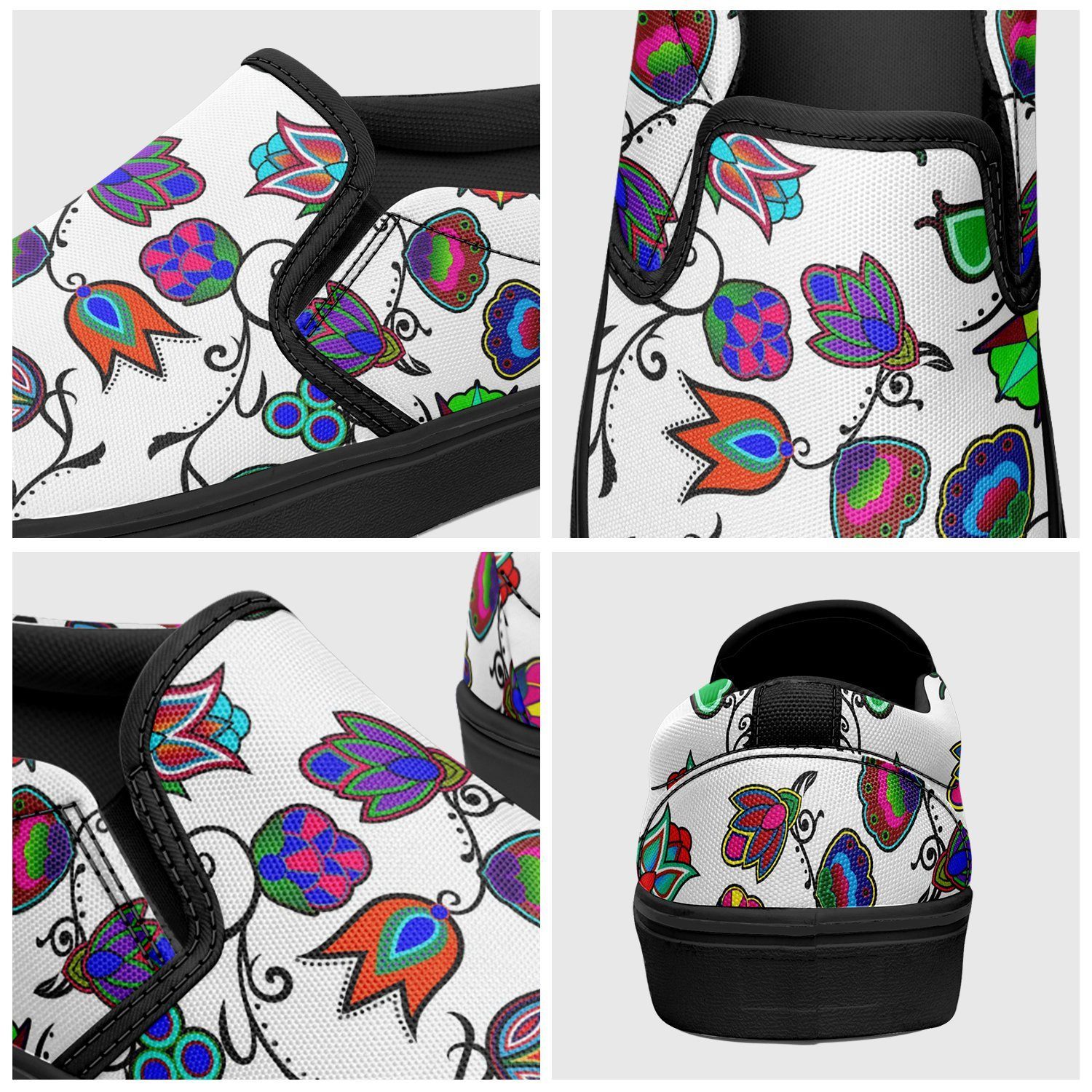Indigenous Paisley White Otoyimm Kid's Canvas Slip On Shoes 49 Dzine
