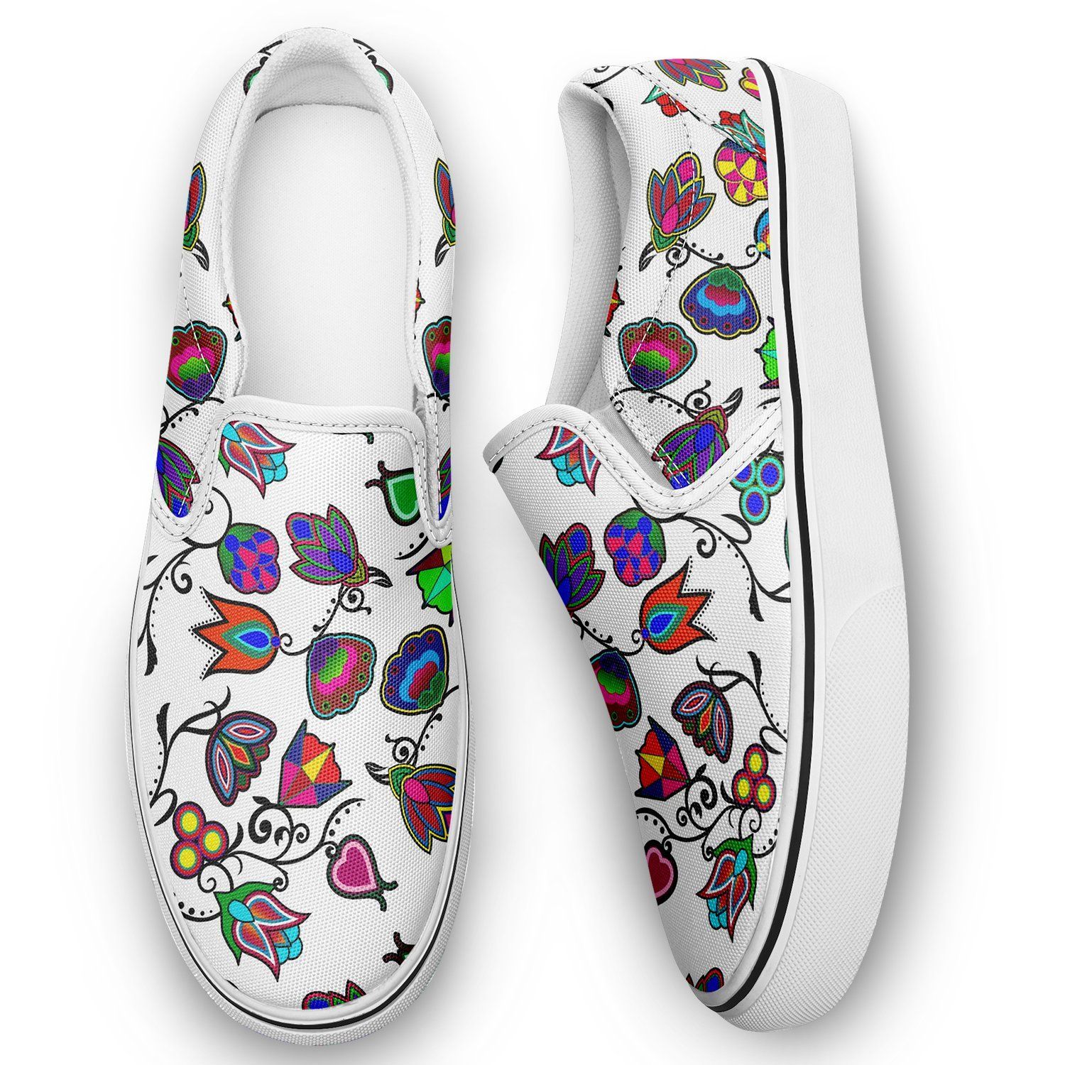 Indigenous Paisley White Otoyimm Kid's Canvas Slip On Shoes 49 Dzine