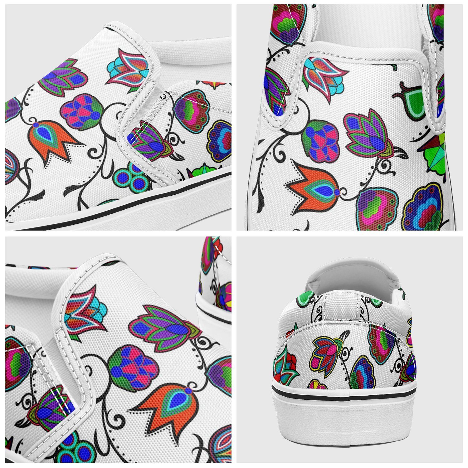 Indigenous Paisley White Otoyimm Kid's Canvas Slip On Shoes 49 Dzine
