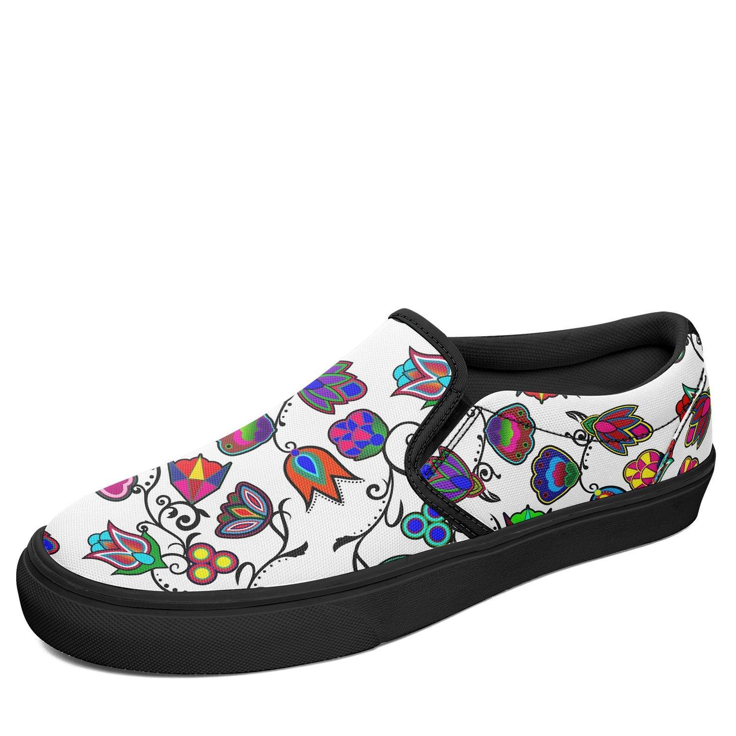 Indigenous Paisley White Otoyimm Kid's Canvas Slip On Shoes 49 Dzine US Youth 1 / EUR 32 Black Sole