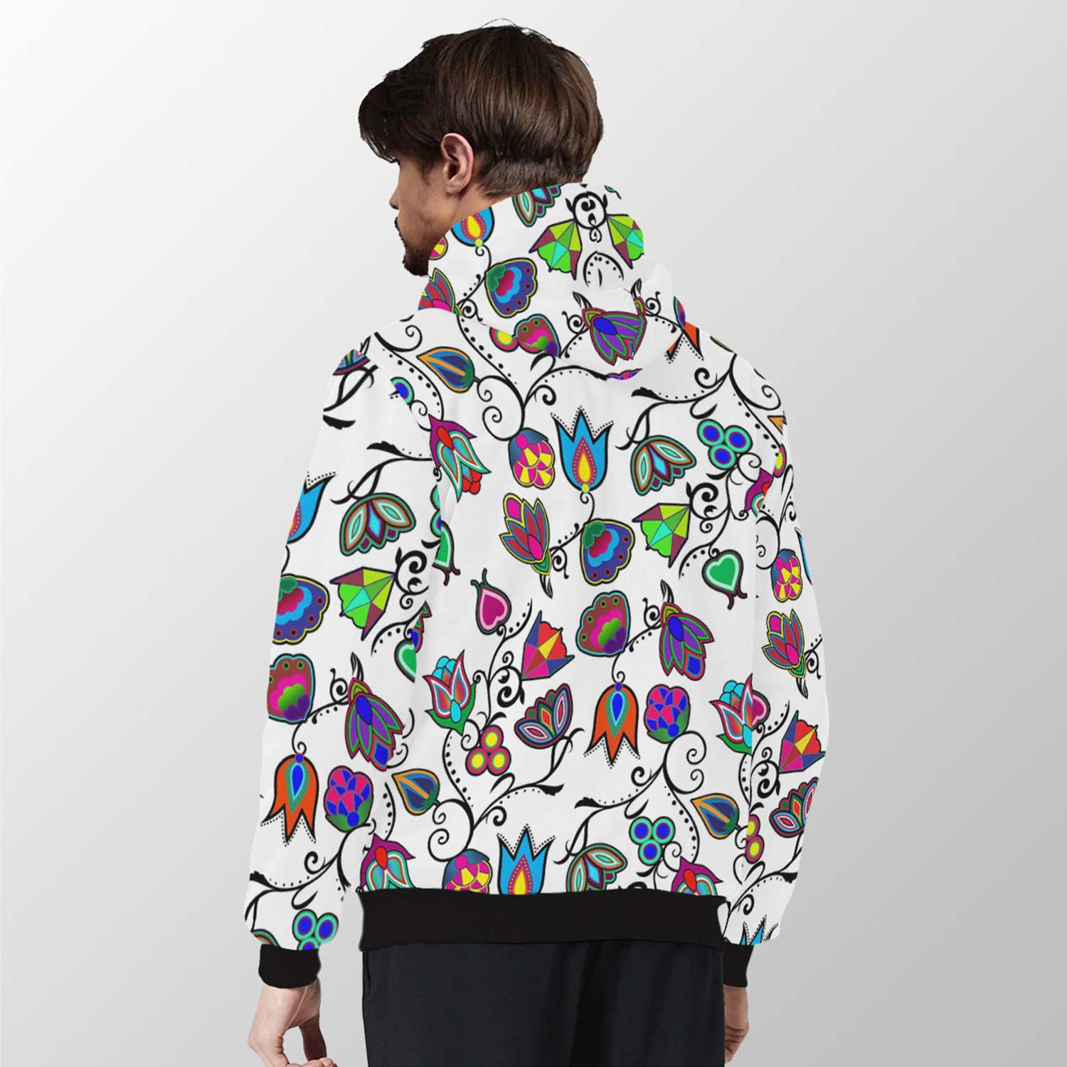 Indigenous Paisley White Sherpa Hoodie 49 Dzine