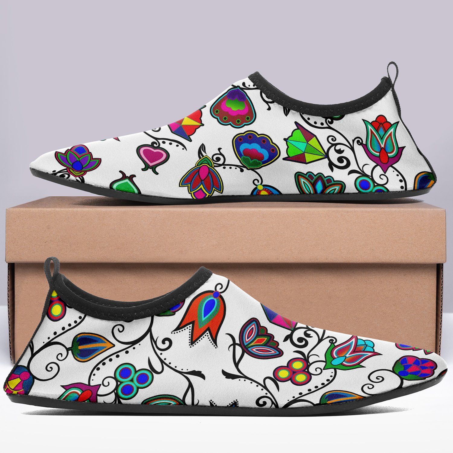 Indigenous Paisley White Sockamoccs Slip On Shoes 49 Dzine