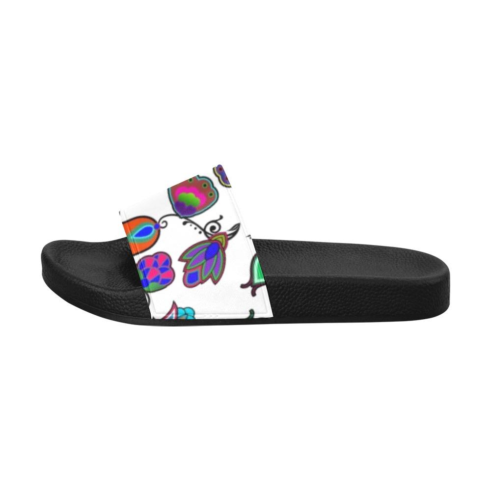 Indigenous Paisley White Women's Slide Sandals (Model 057) Women's Slide Sandals (057) e-joyer