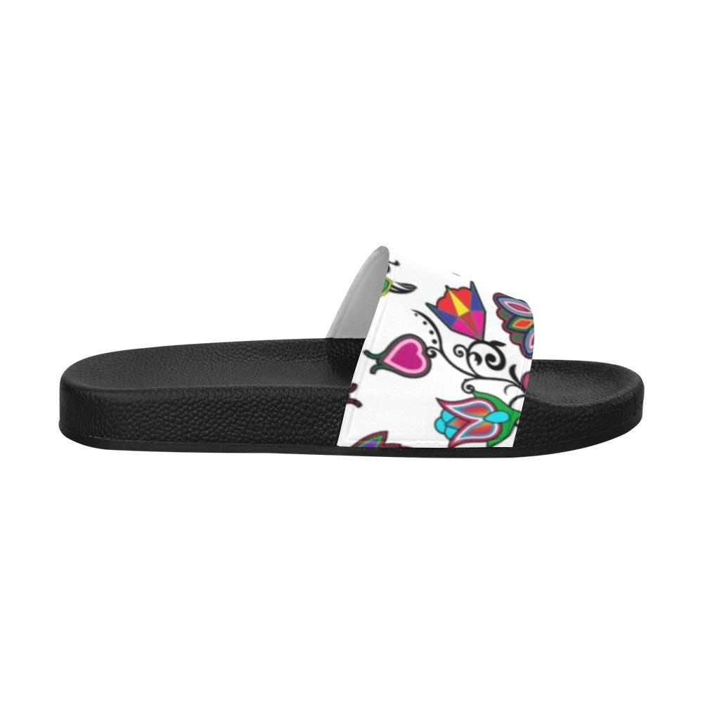 Indigenous Paisley White Women's Slide Sandals (Model 057) Women's Slide Sandals (057) e-joyer