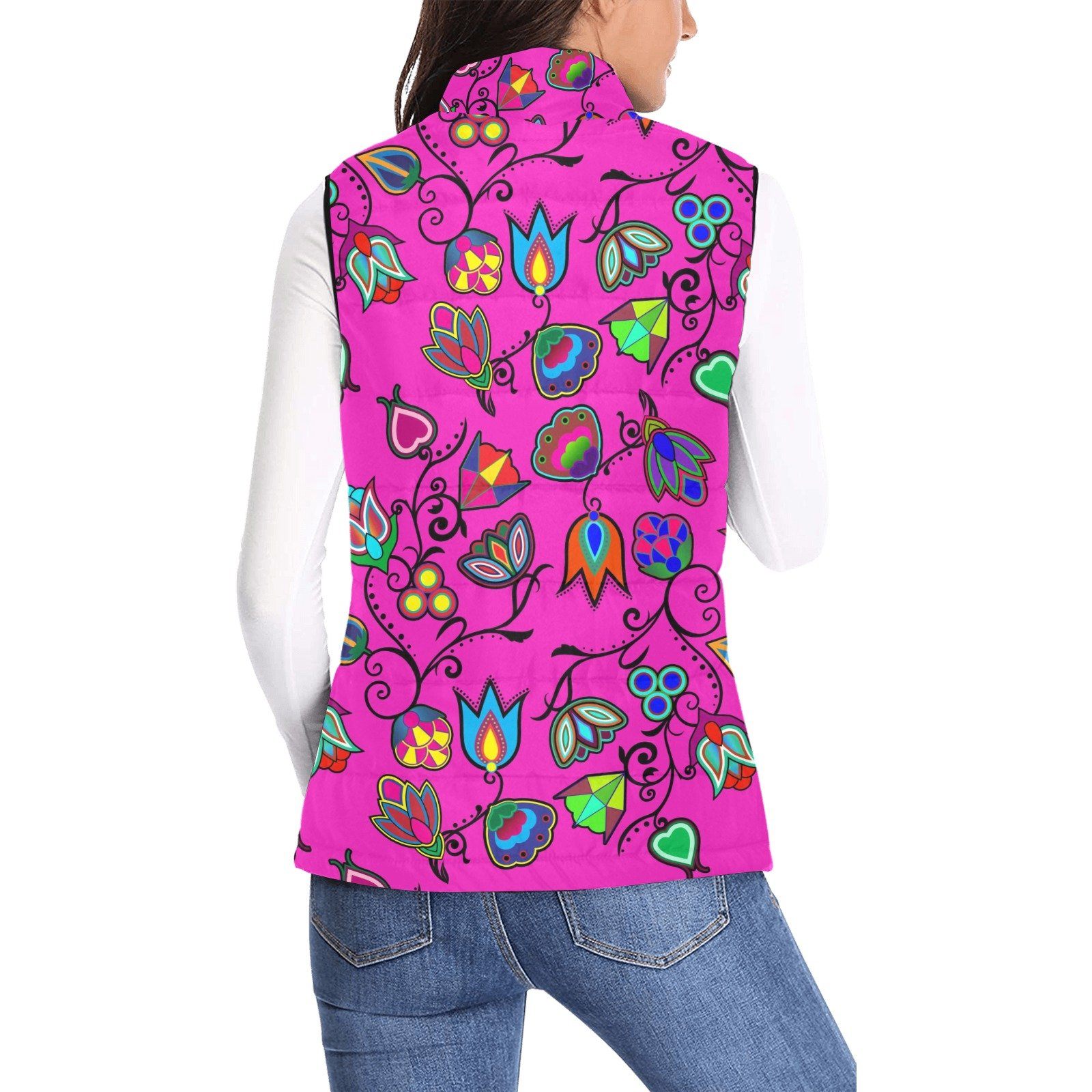 Indigenous Paisley Women's Padded Vest Jacket (Model H44) Women's Padded Vest Jacket (H44) e-joyer