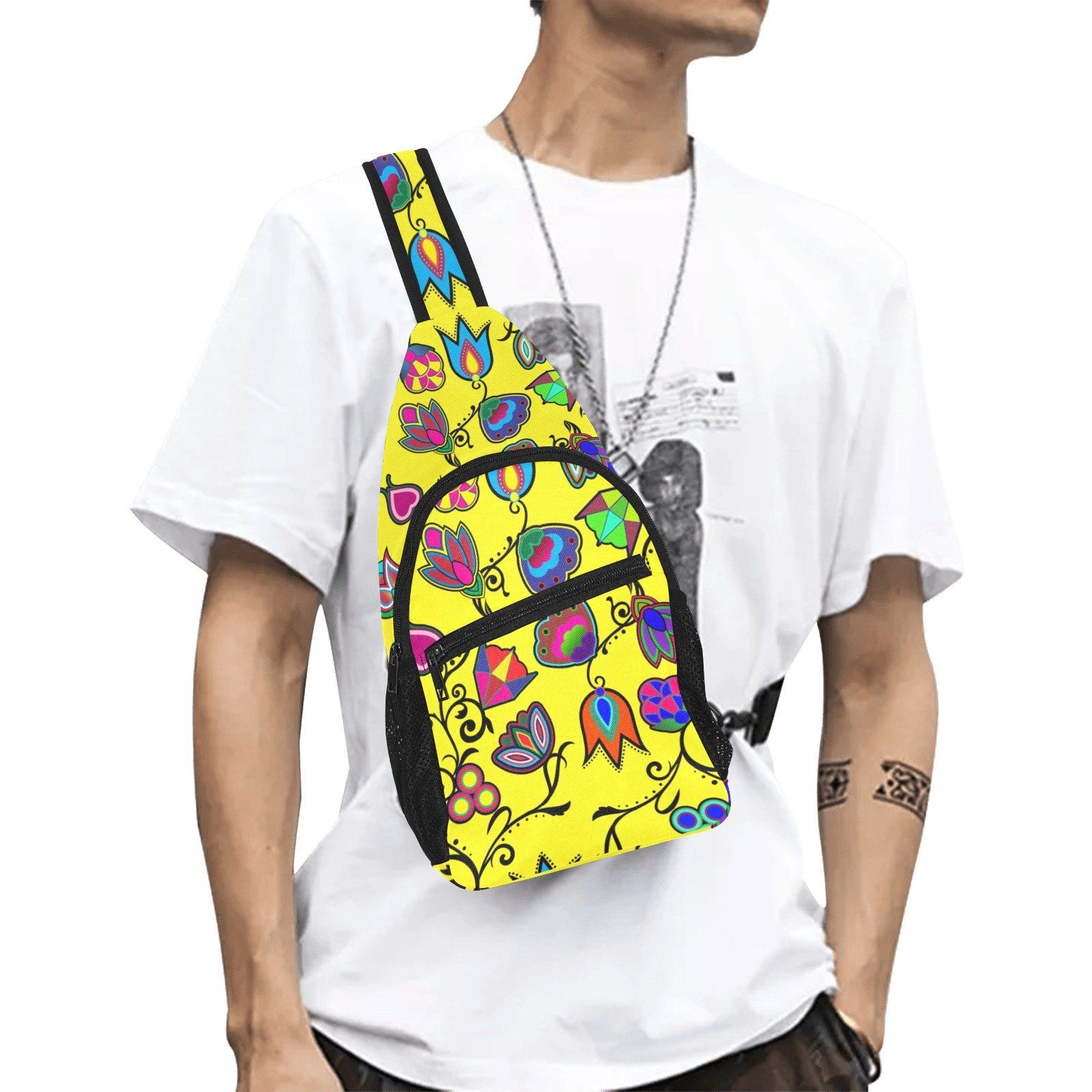 Indigenous Paisley Yellow All Over Print Chest Bag (Model 1719) All Over Print Chest Bag (1719) e-joyer