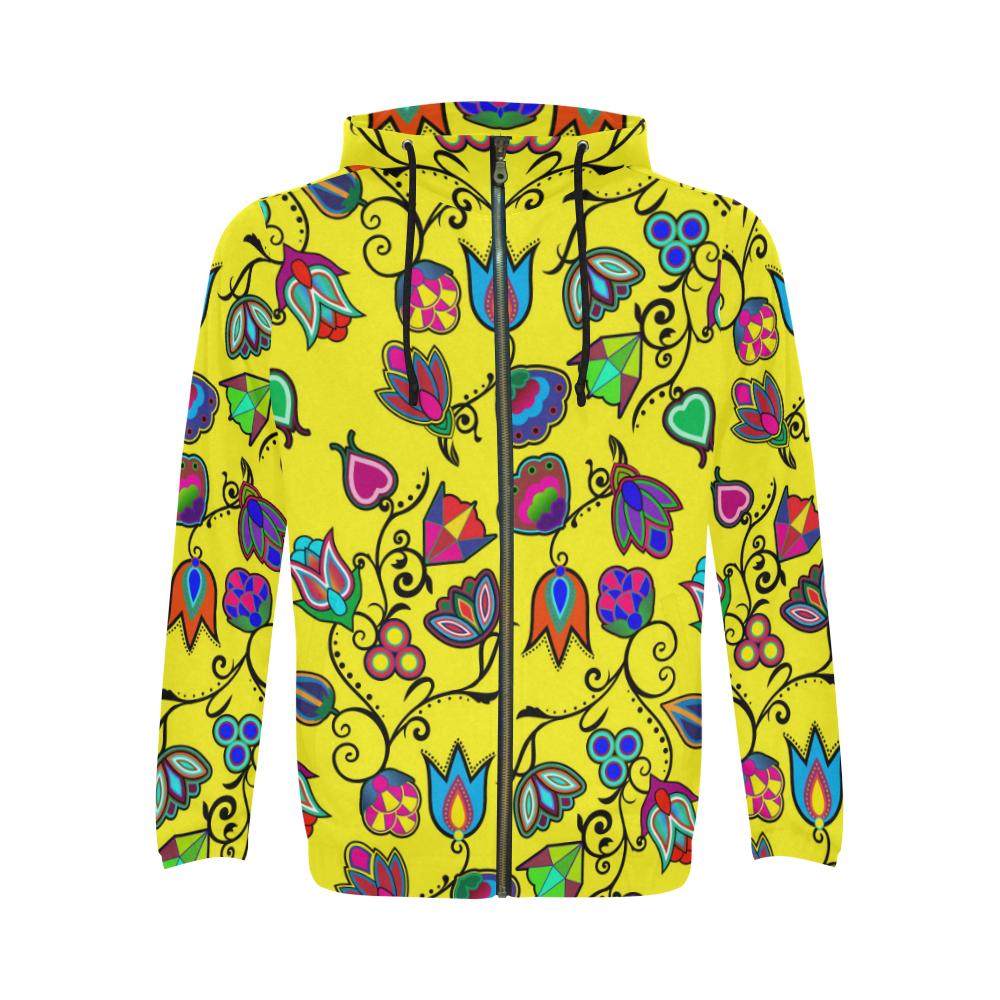 Indigenous Paisley - Yellow All Over Print Full Zip Hoodie for Men (Model H14) All Over Print Full Zip Hoodie for Men (H14) e-joyer