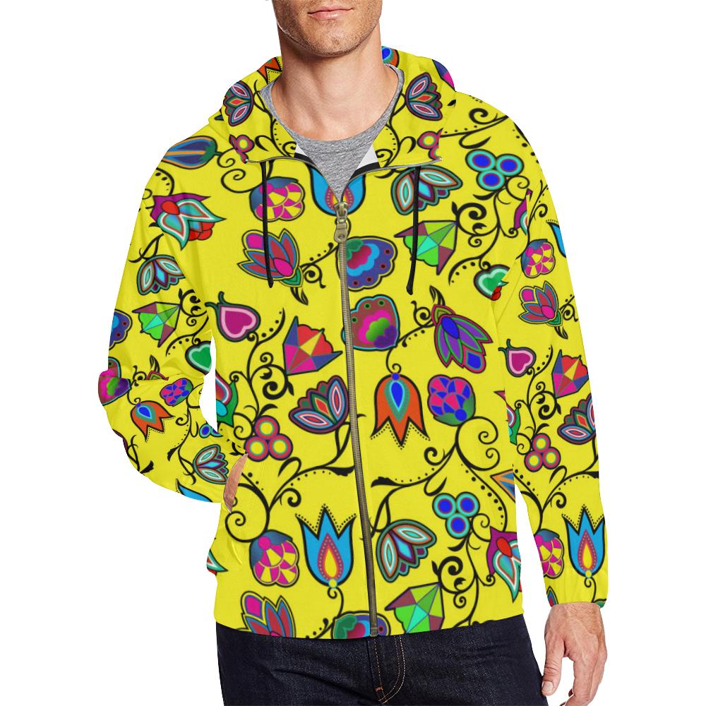 Indigenous Paisley - Yellow All Over Print Full Zip Hoodie for Men (Model H14) All Over Print Full Zip Hoodie for Men (H14) e-joyer