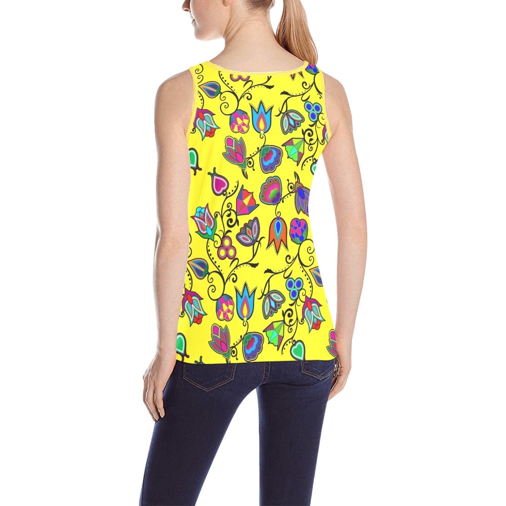 Indigenous Paisley Yellow All Over Print Tank Top for Women (Model T43) All Over Print Tank Top for Women (T43) e-joyer