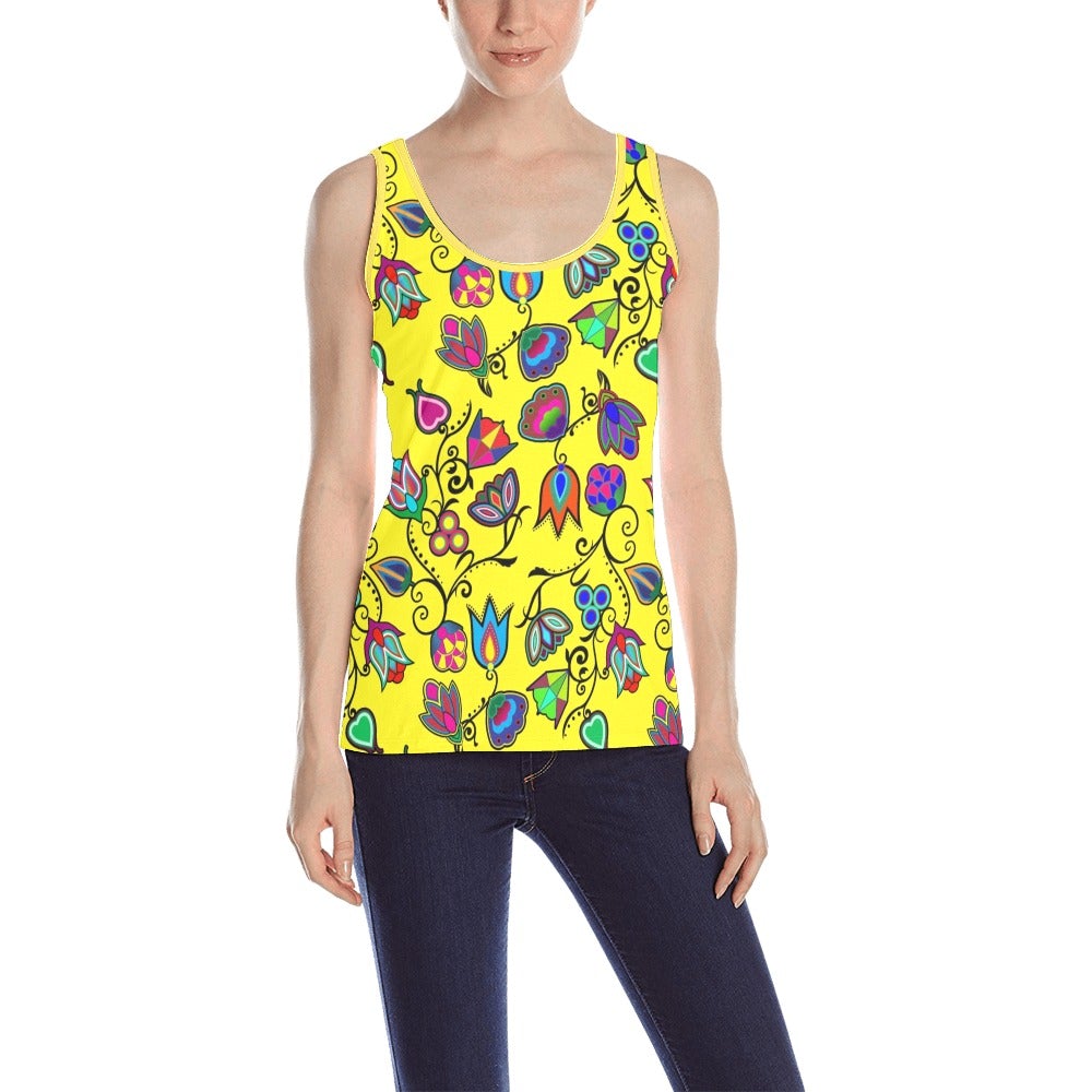 Indigenous Paisley Yellow All Over Print Tank Top for Women (Model T43) All Over Print Tank Top for Women (T43) e-joyer