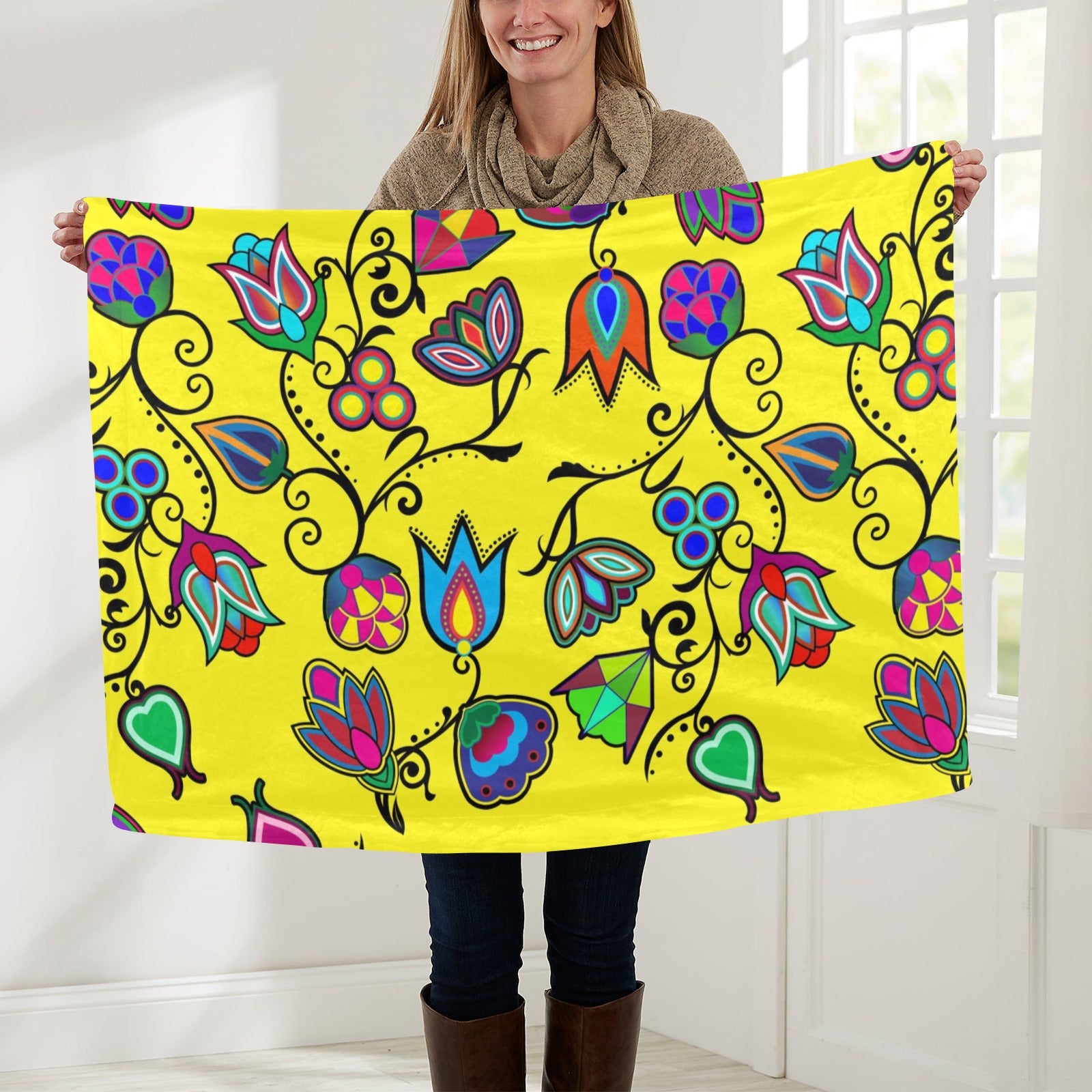 Indigenous Paisley Yellow Baby Blanket 30"x40" Baby Blanket 30"x40" e-joyer