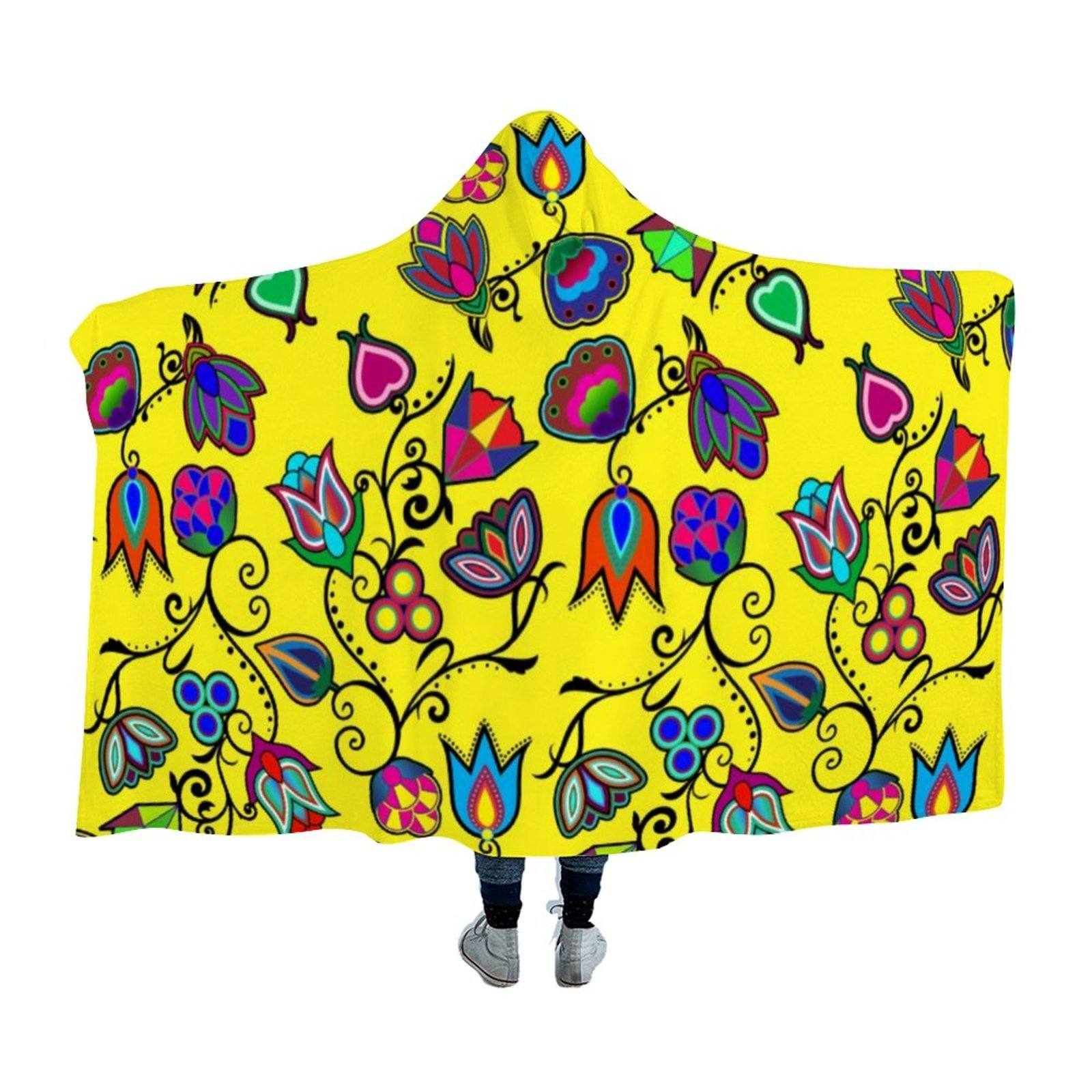 Indigenous Paisley Yellow Hooded Blanket 49 Dzine