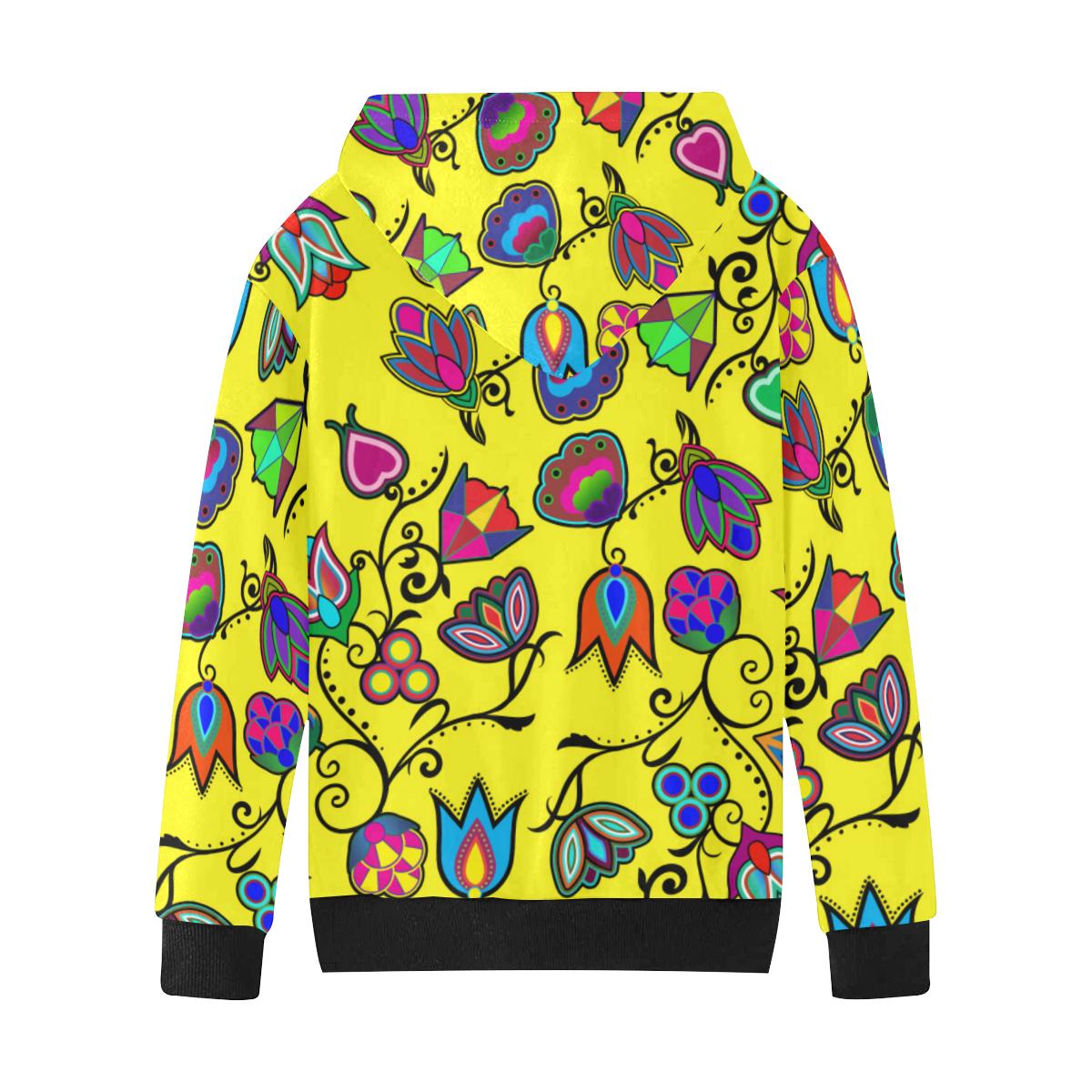 Indigenous Paisley Yellow Kids' All Over Print Hoodie (Model H38) Kids' AOP Hoodie (H38) e-joyer