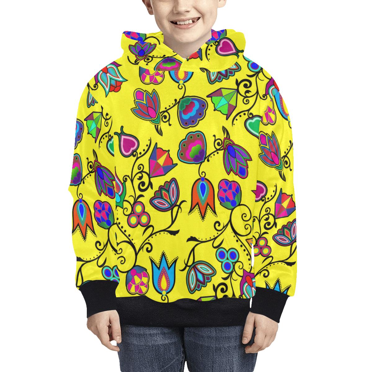 Indigenous Paisley Yellow Kids' All Over Print Hoodie (Model H38) Kids' AOP Hoodie (H38) e-joyer