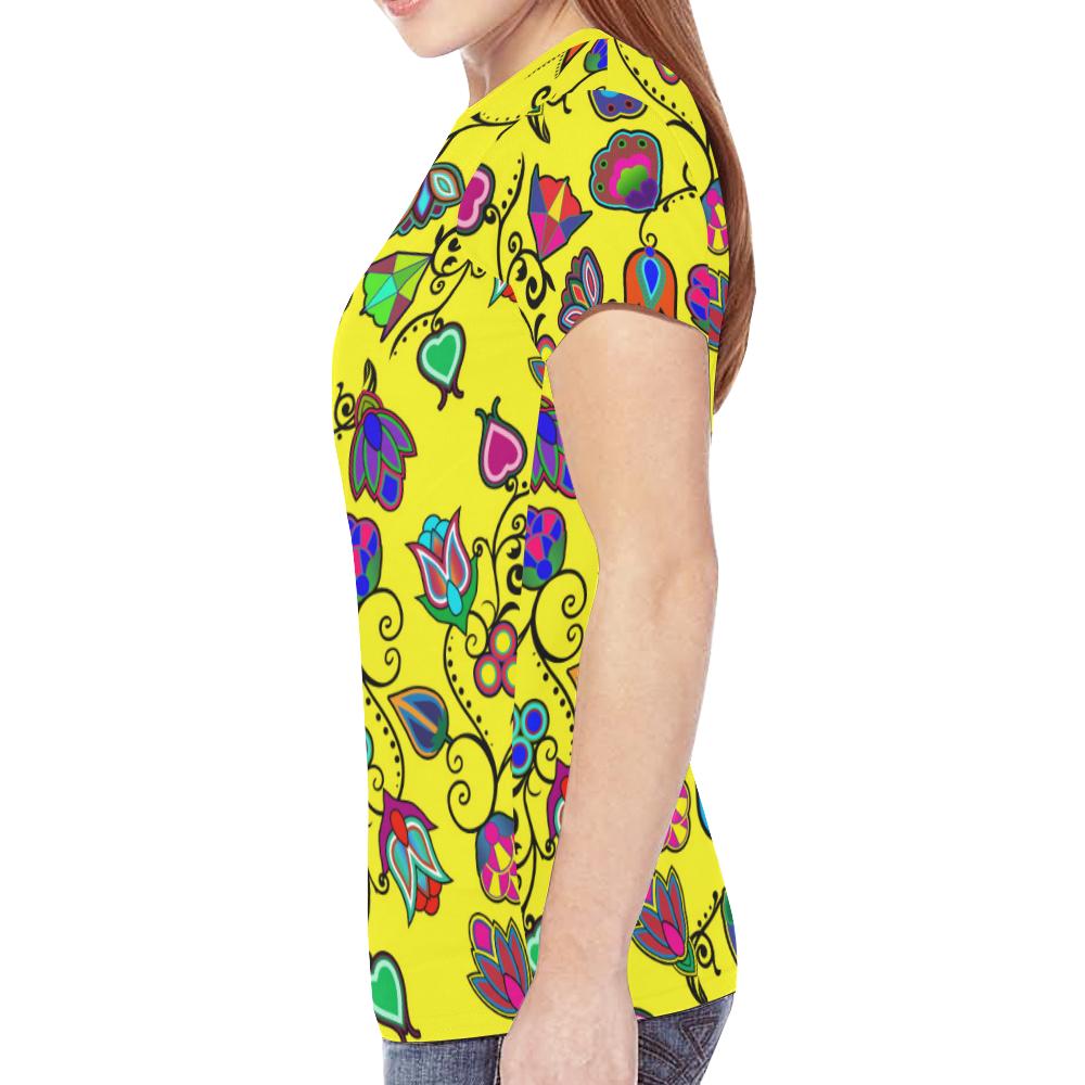 Indigenous Paisley - Yellow New All Over Print T-shirt for Women (Model T45) New All Over Print T-shirt for Women (T45) e-joyer