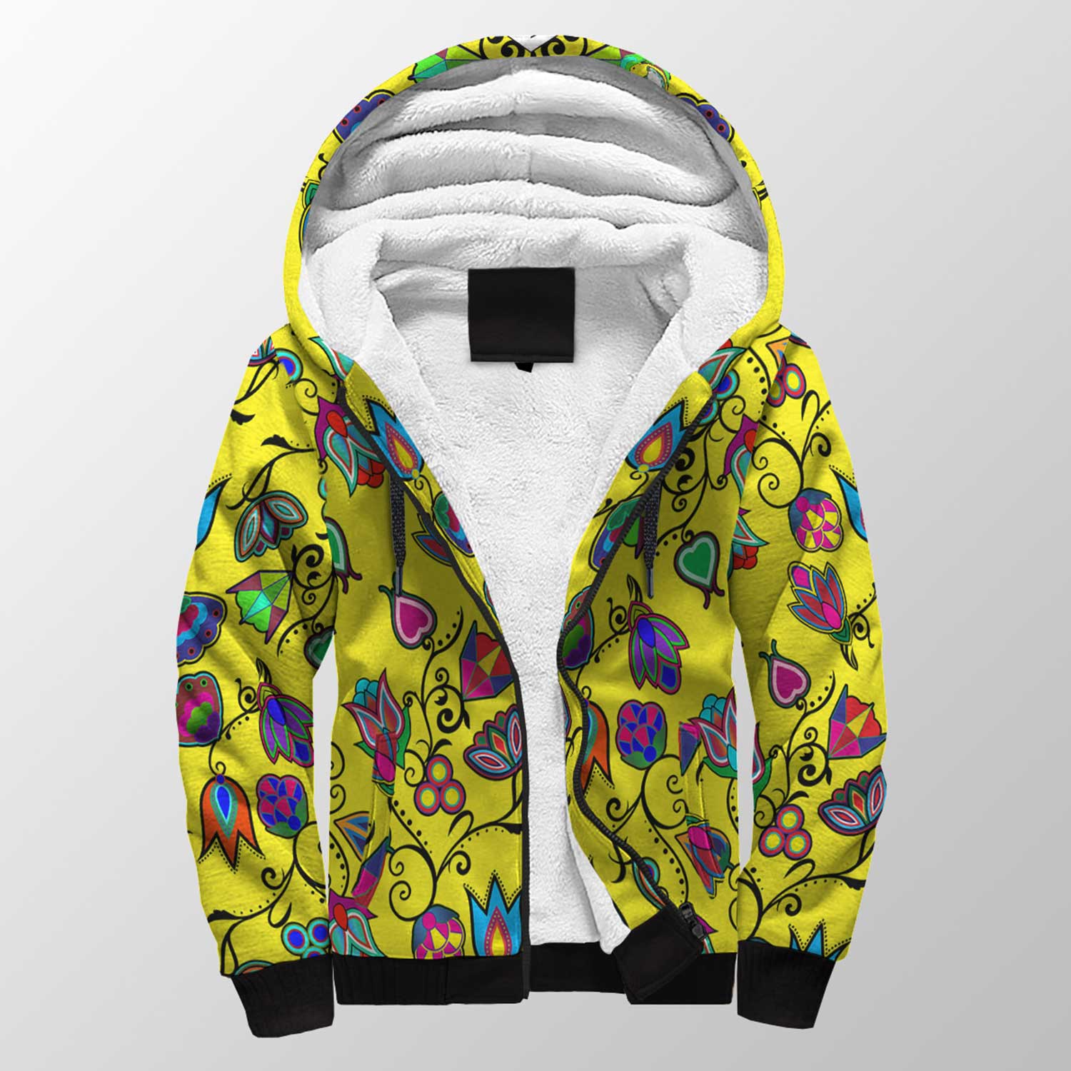 Indigenous Paisley Yellow Sherpa Hoodie 49 Dzine