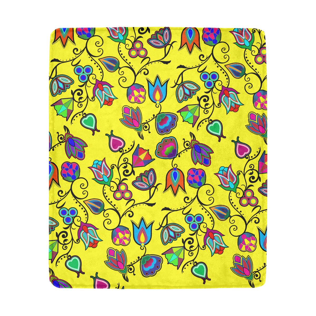 Indigenous Paisley - Yellow Ultra-Soft Micro Fleece Blanket 50"x60" Ultra-Soft Blanket 50''x60'' e-joyer