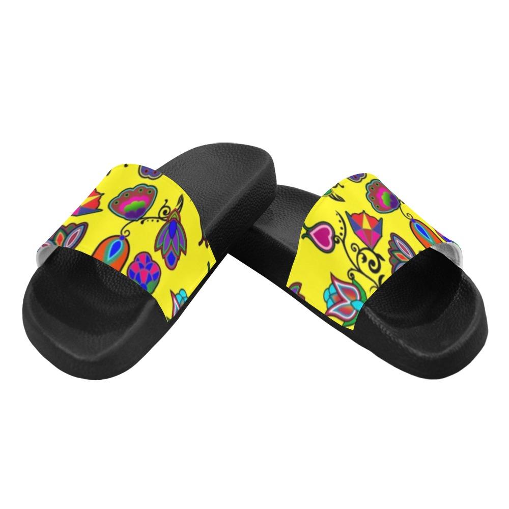 Indigenous Paisley Yellow Women's Slide Sandals (Model 057) Women's Slide Sandals (057) e-joyer