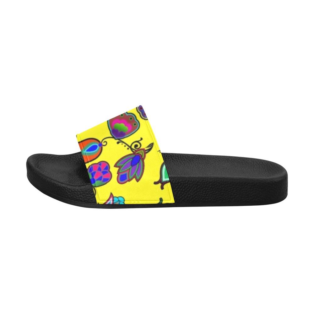 Indigenous Paisley Yellow Women's Slide Sandals (Model 057) Women's Slide Sandals (057) e-joyer