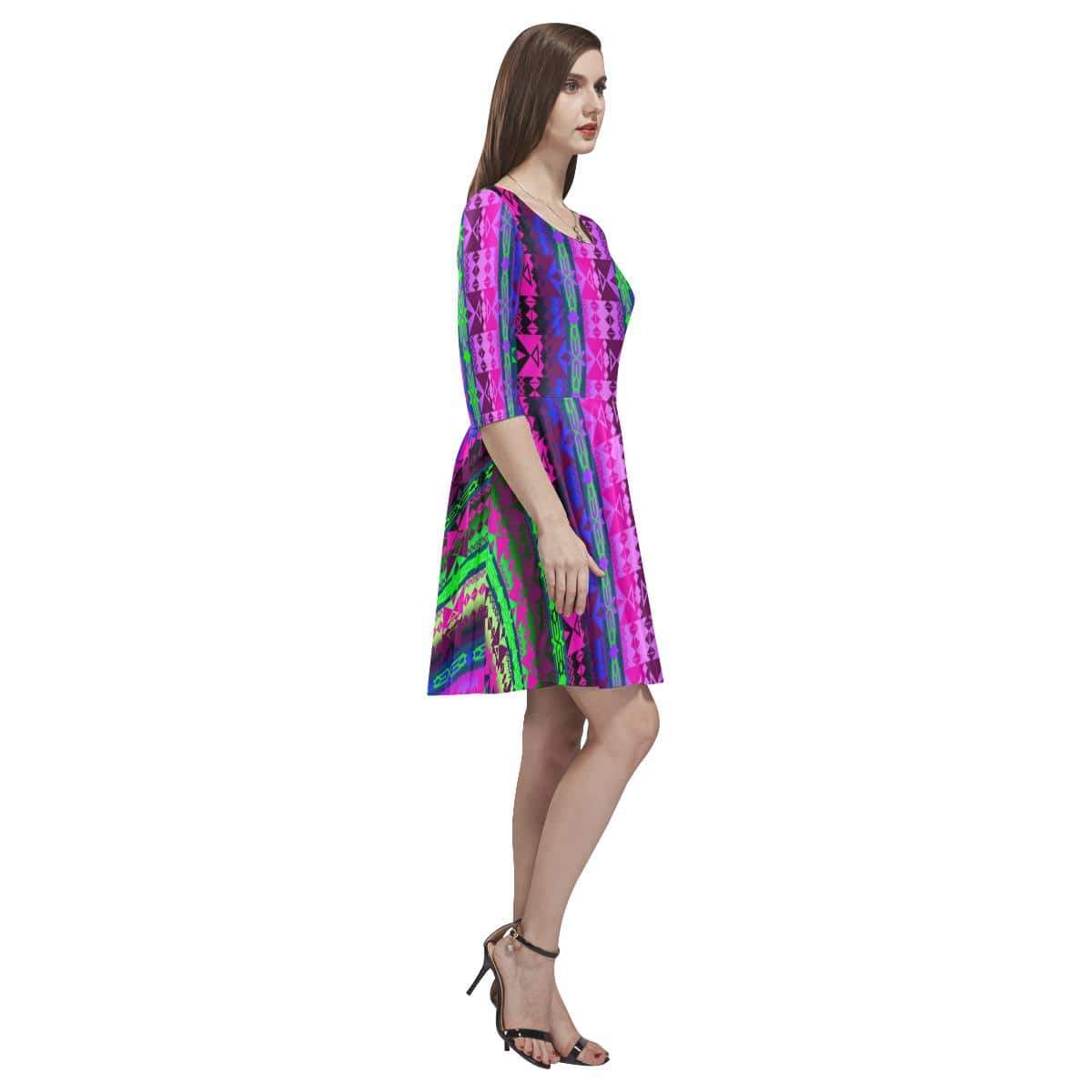Inside the Quillwork Lodge Tethys Half-Sleeve Skater Dress(Model D20) Tethys Half-Sleeve Skater Dress (D20) e-joyer