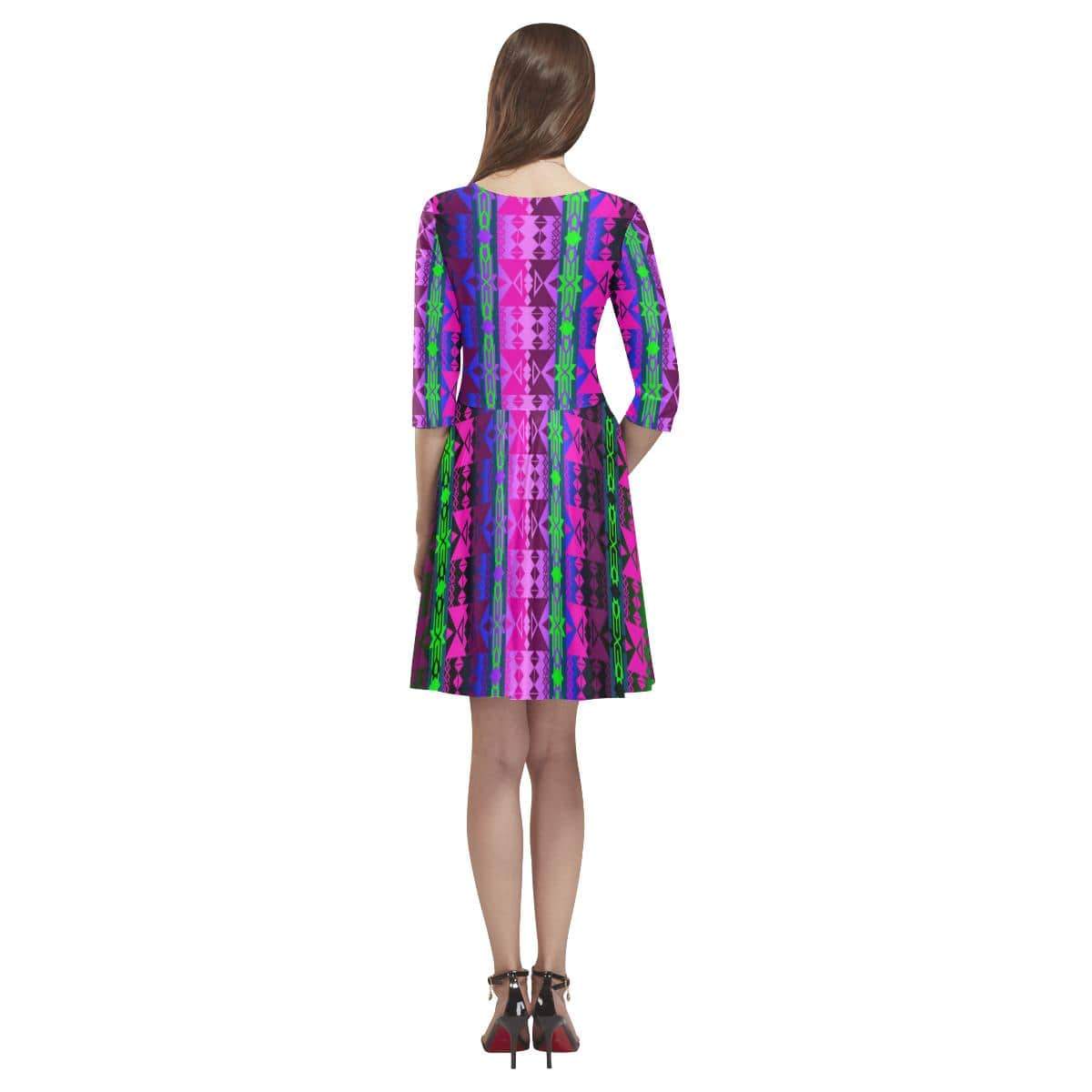 Inside the Quillwork Lodge Tethys Half-Sleeve Skater Dress(Model D20) Tethys Half-Sleeve Skater Dress (D20) e-joyer