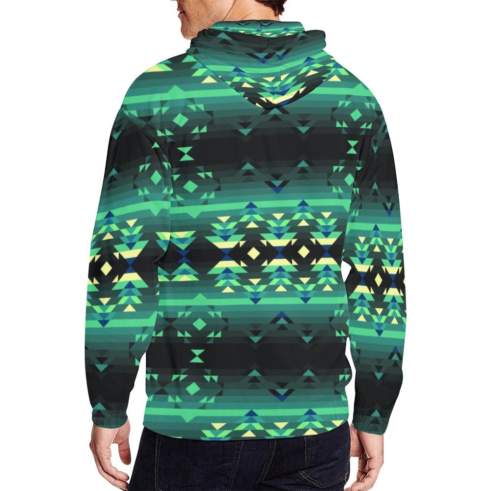 Inspire Green All Over Print Full Zip Hoodie for Men (Model H14) hoodie e-joyer