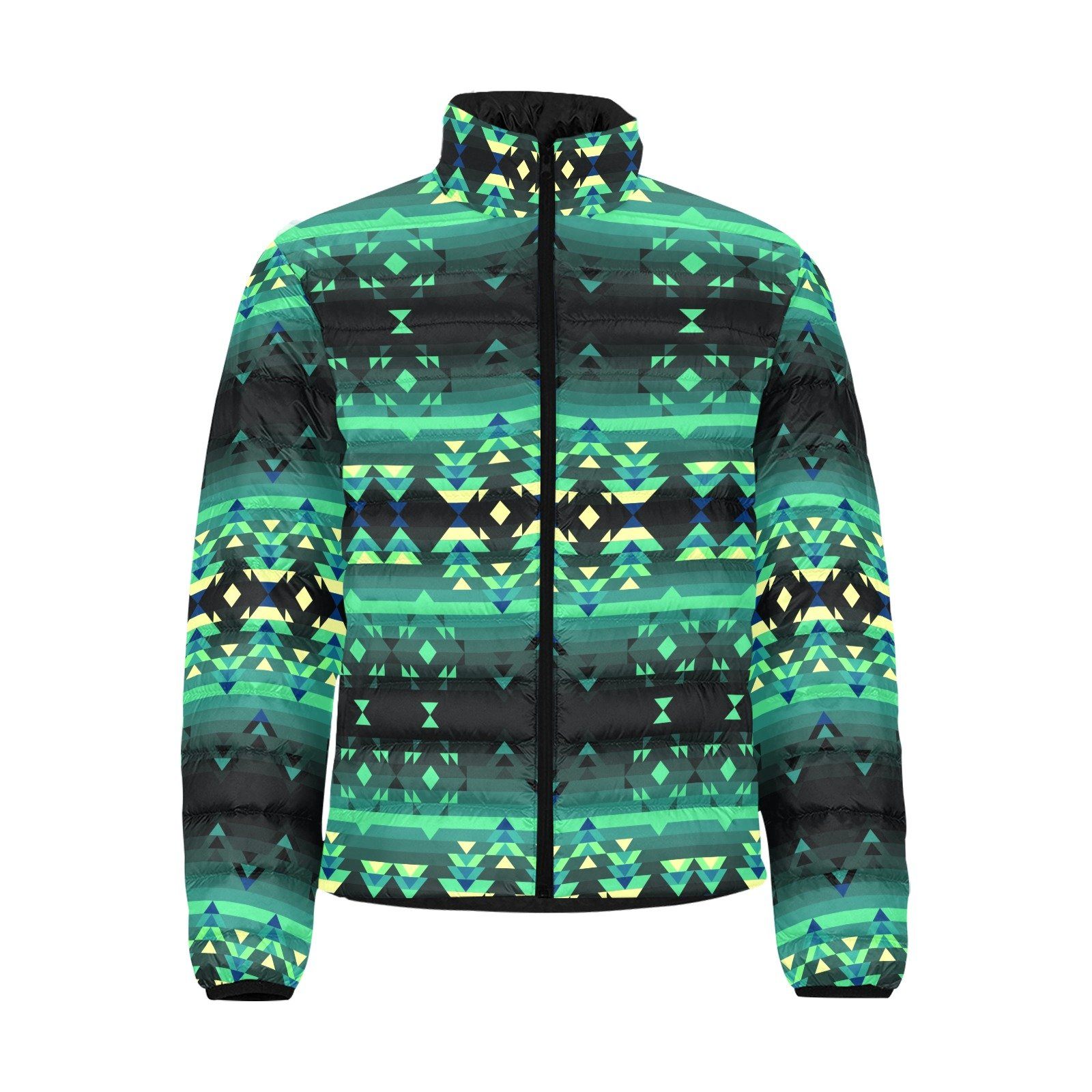 Inspire Green Men's Stand Collar Padded Jacket (Model H41) Men's Stand Collar Padded Jacket (H41) e-joyer