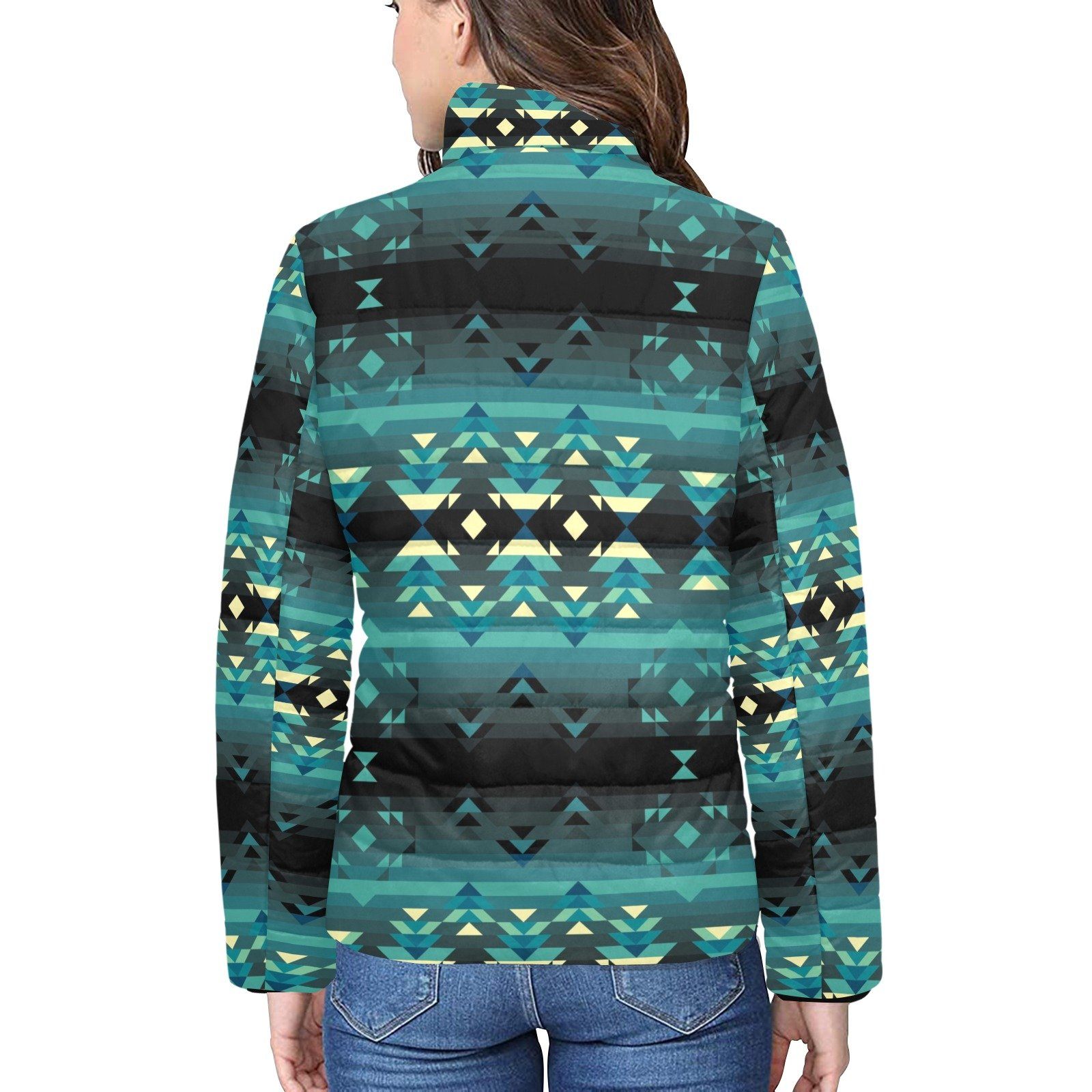 Inspire Green Women's Stand Collar Padded Jacket (Model H41) jacket e-joyer