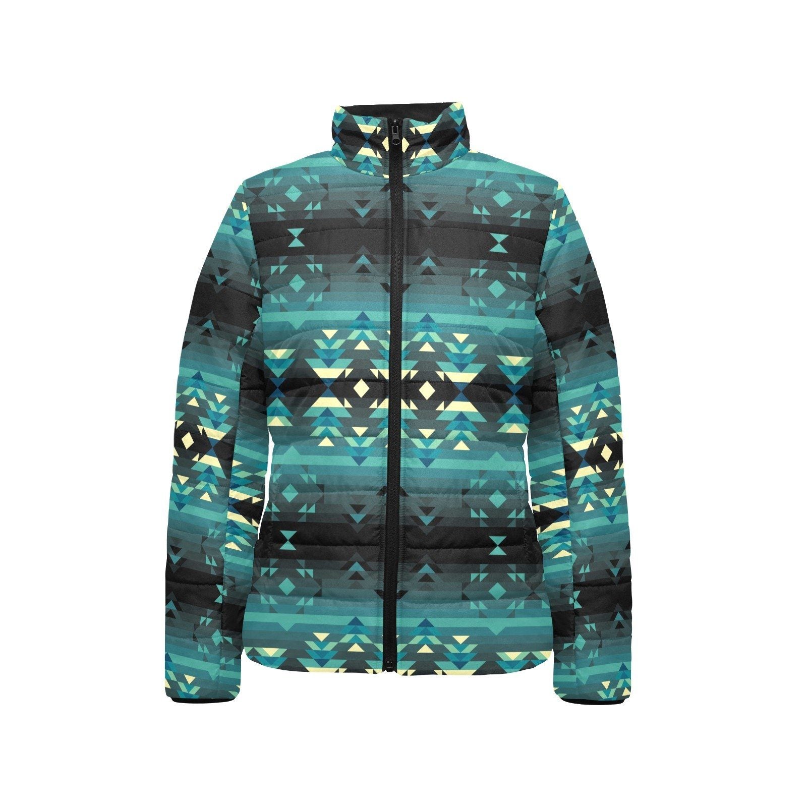 Inspire Green Women's Stand Collar Padded Jacket (Model H41) jacket e-joyer