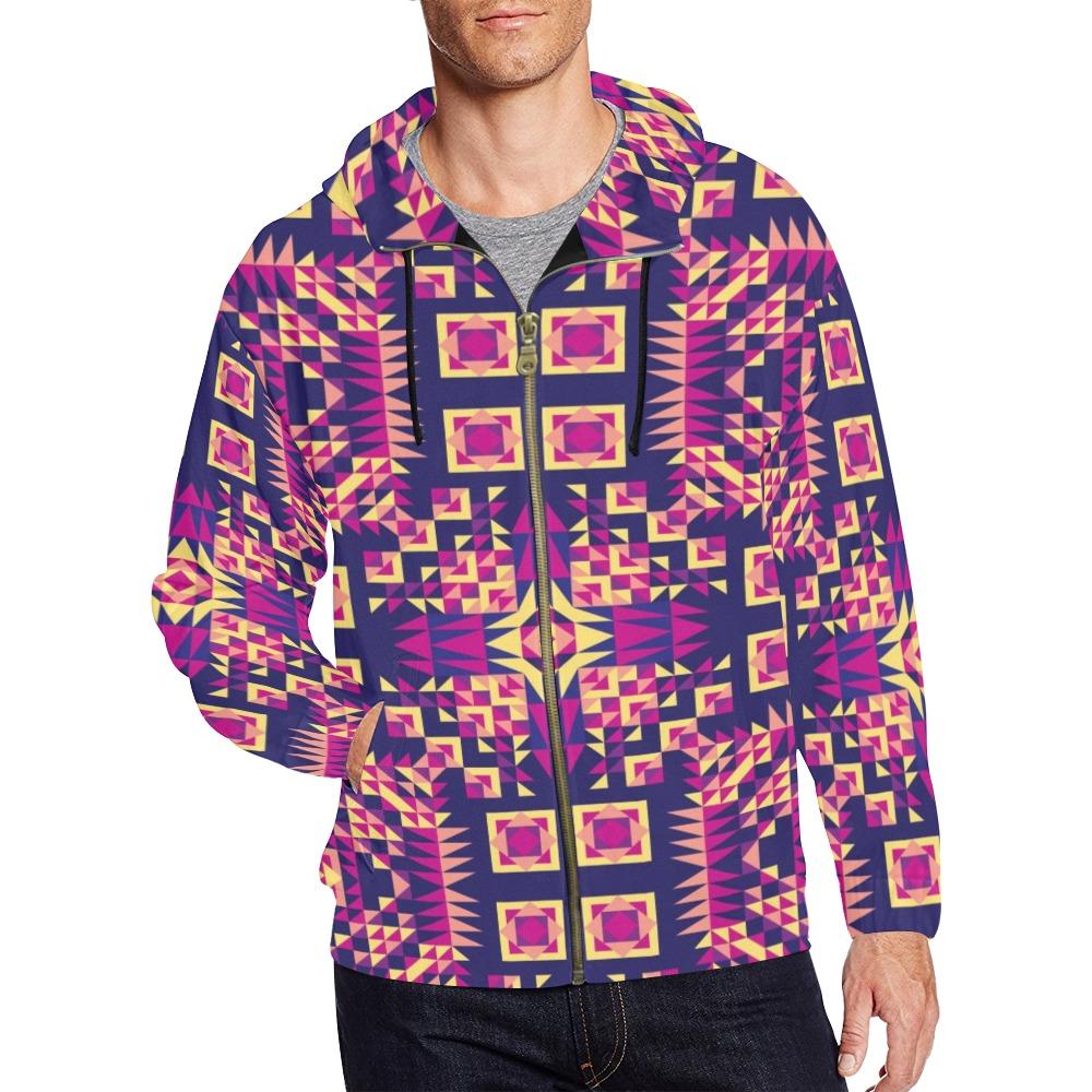 Kaleidoscope Bleu All Over Print Full Zip Hoodie for Men (Model H14) All Over Print Full Zip Hoodie for Men (H14) e-joyer