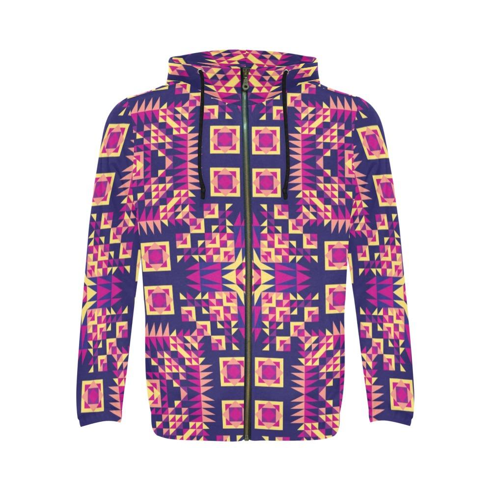 Kaleidoscope Bleu All Over Print Full Zip Hoodie for Men (Model H14) All Over Print Full Zip Hoodie for Men (H14) e-joyer