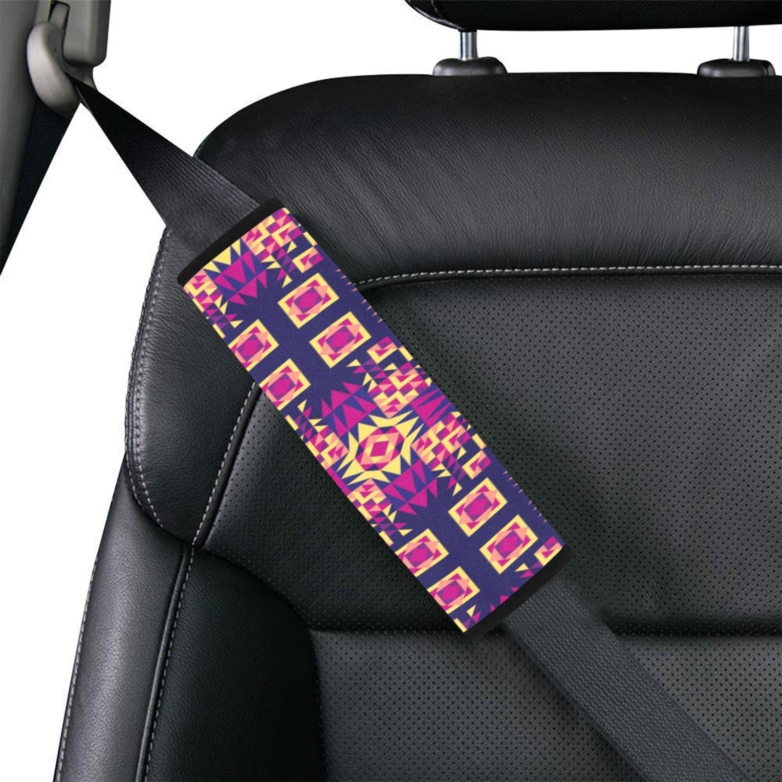 Kaleidoscope Bleu Car Seat Belt Cover 7''x12.6'' (Pack of 2) Car Seat Belt Cover 7x12.6 (Pack of 2) e-joyer