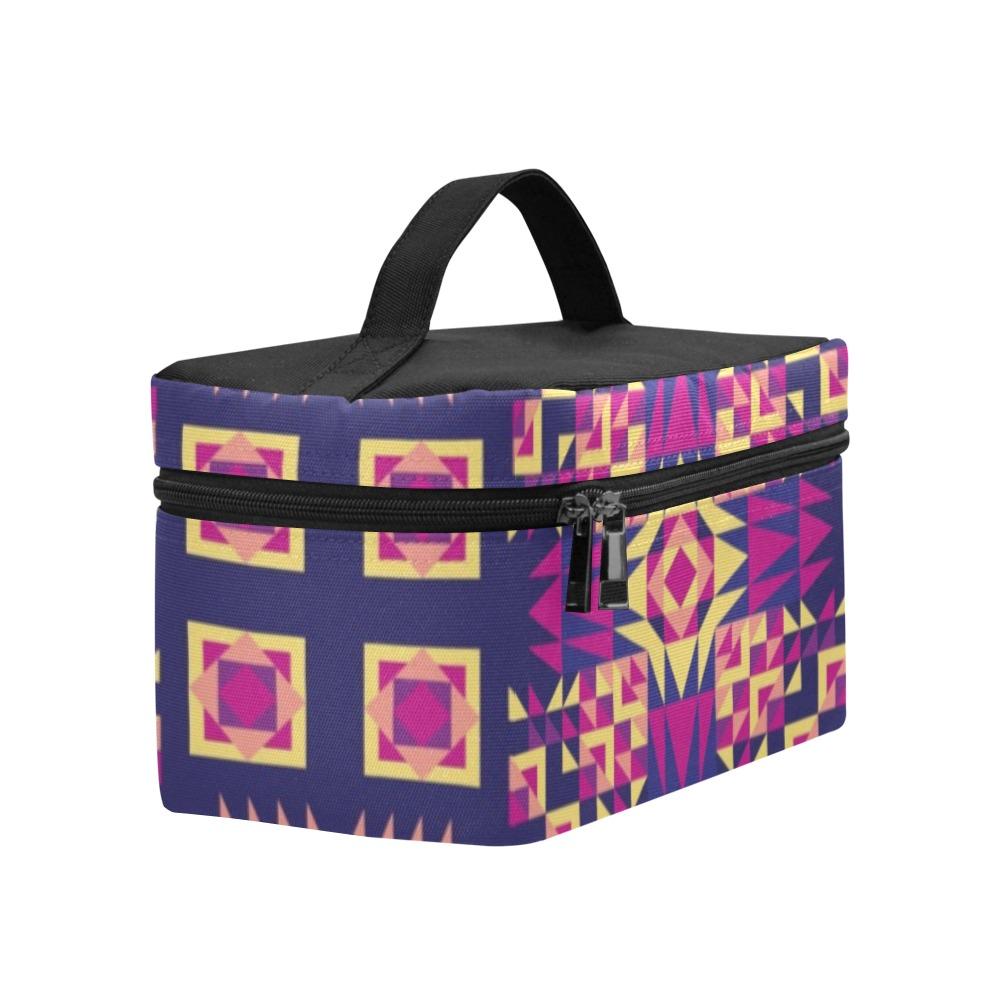 Kaleidoscope Bleu Cosmetic Bag/Large (Model 1658) bag e-joyer