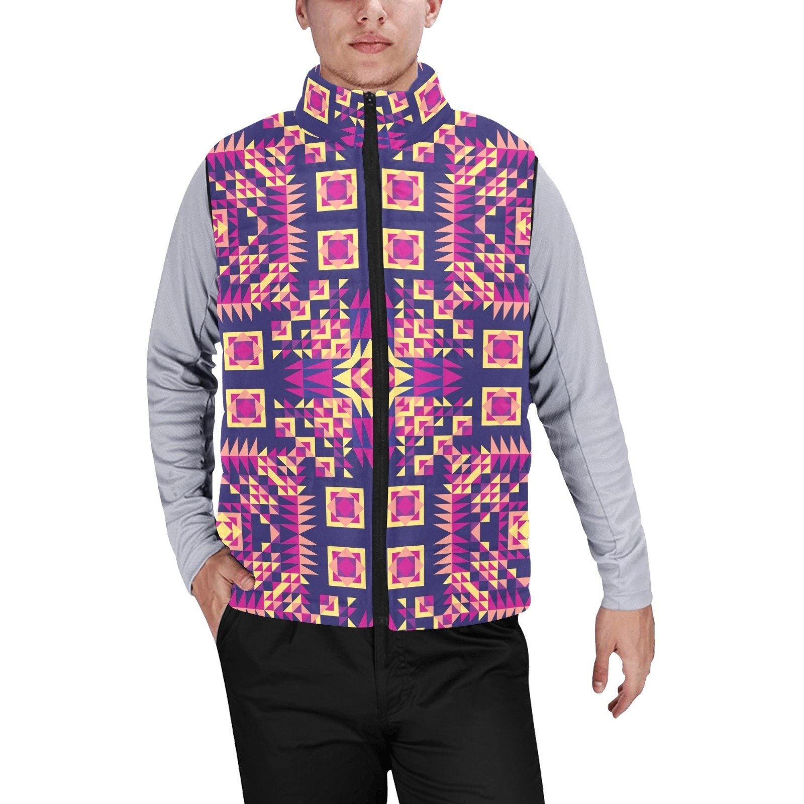 Kaleidoscope Bleu Men's Padded Vest Jacket (Model H44) Men's Padded Vest Jacket (H44) e-joyer