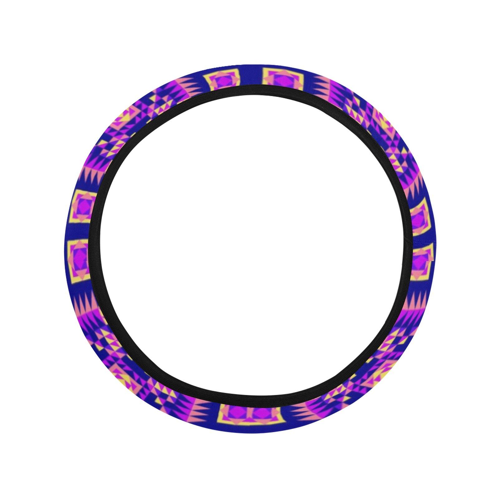 Kaleidoscope Bleu Steering Wheel Cover with Elastic Edge Steering Wheel Cover with Elastic Edge e-joyer