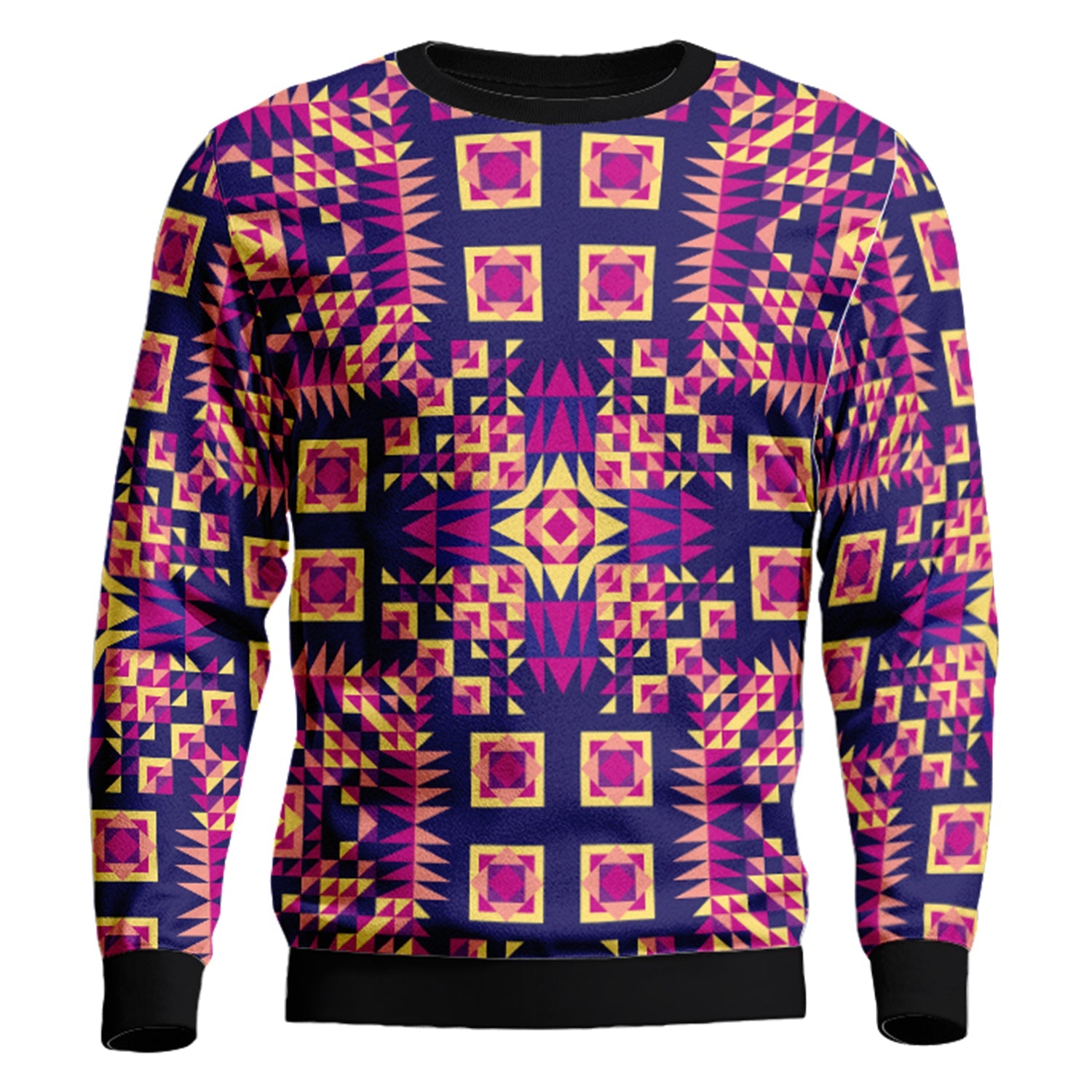 Kaleidoscope Bleu Unisex Crewneck Long Sleeve Top Herman