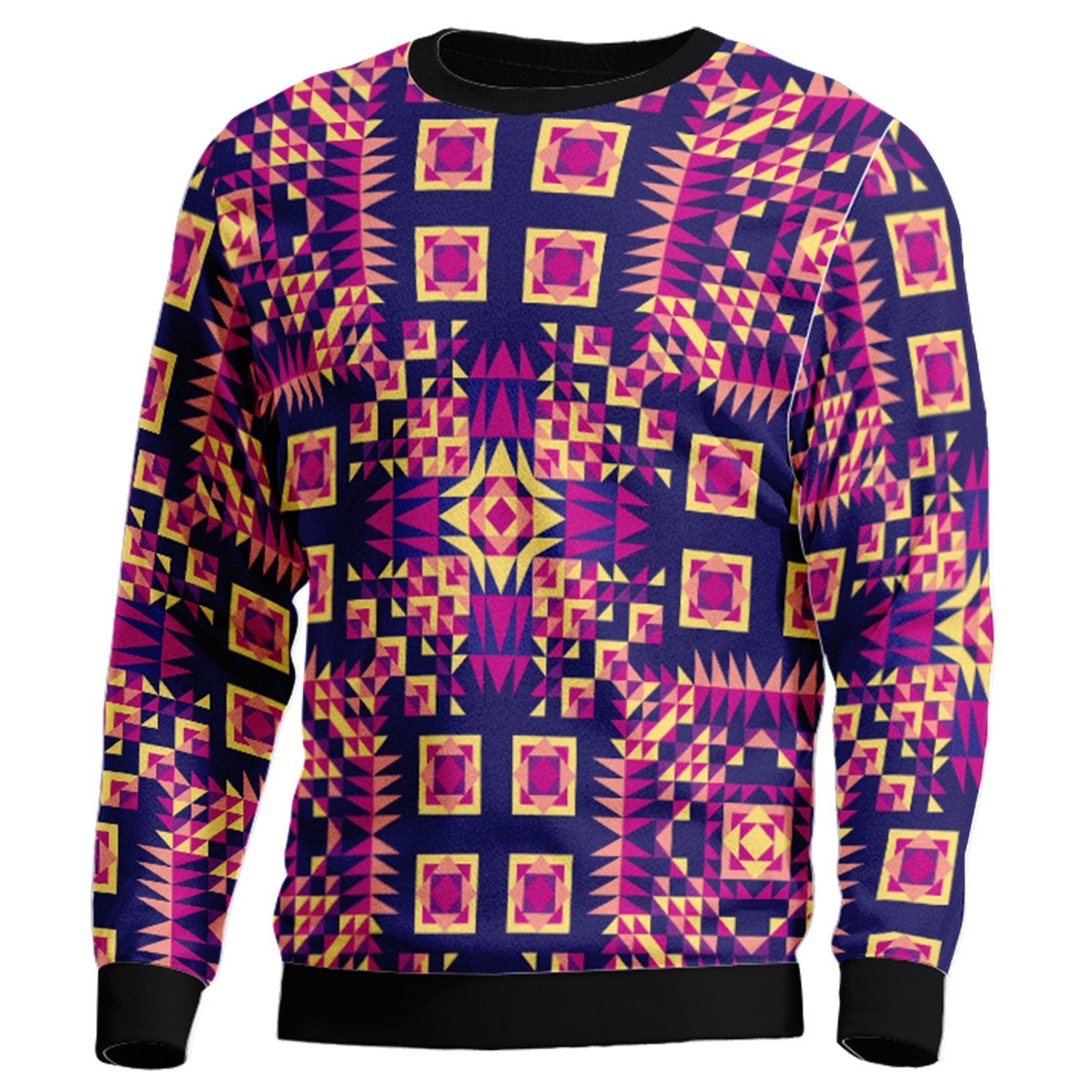 Kaleidoscope Bleu Unisex Crewneck Long Sleeve Top Herman