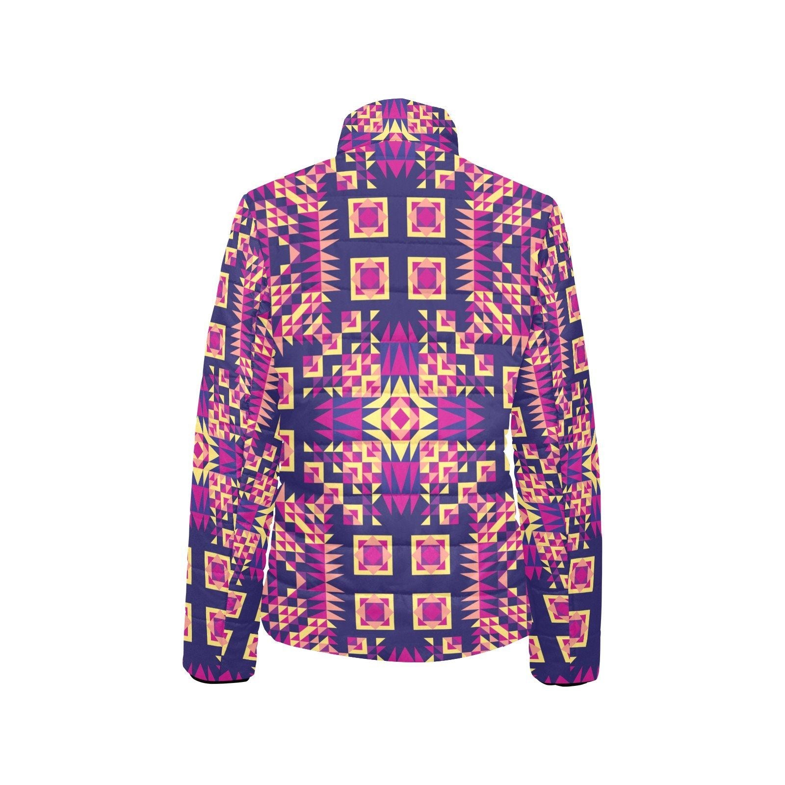 Kaleidoscope Bleu Women's Stand Collar Padded Jacket (Model H41) jacket e-joyer