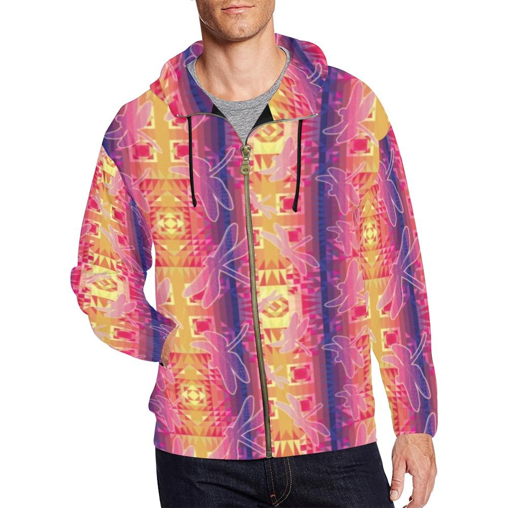Kaleidoscope Dragonfly All Over Print Full Zip Hoodie for Men (Model H14) All Over Print Full Zip Hoodie for Men (H14) e-joyer
