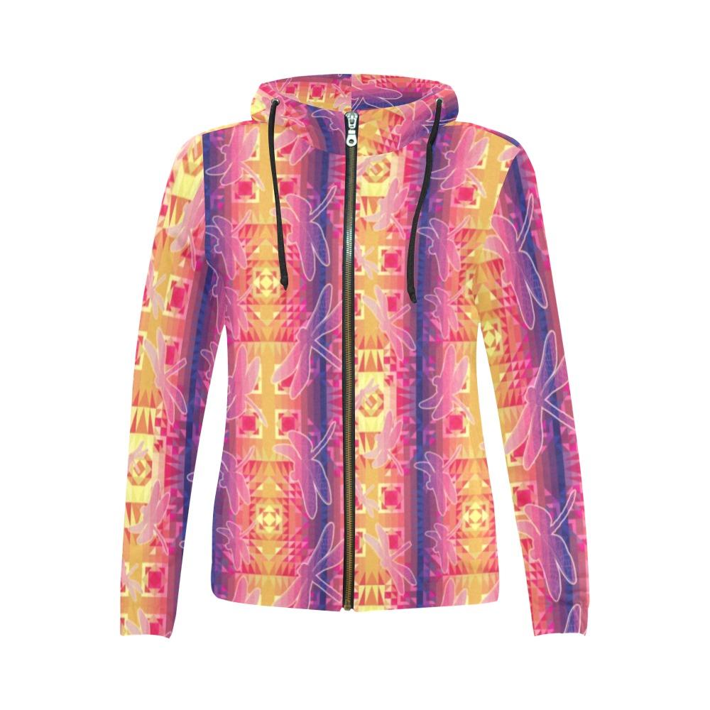 Kaleidoscope Dragonfly All Over Print Full Zip Hoodie for Women (Model H14) All Over Print Full Zip Hoodie for Women (H14) e-joyer