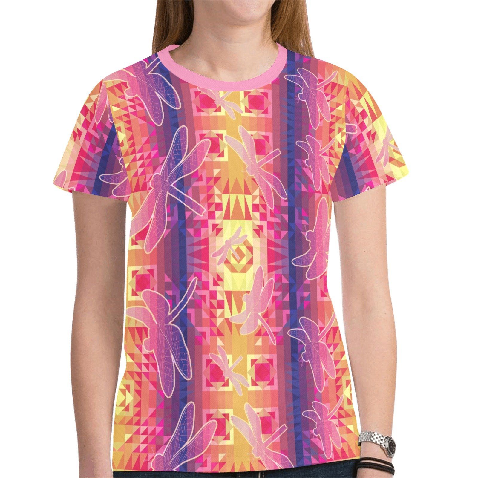 Kaleidoscope Dragonfly New All Over Print T-shirt for Women (Model T45) tshirt e-joyer