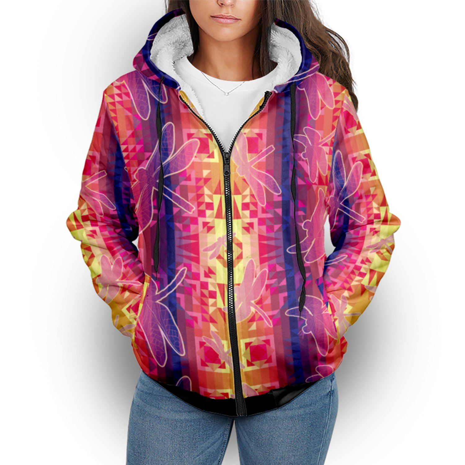 Kaleidoscope Dragonfly Sherpa Hoodie hoodie Herman