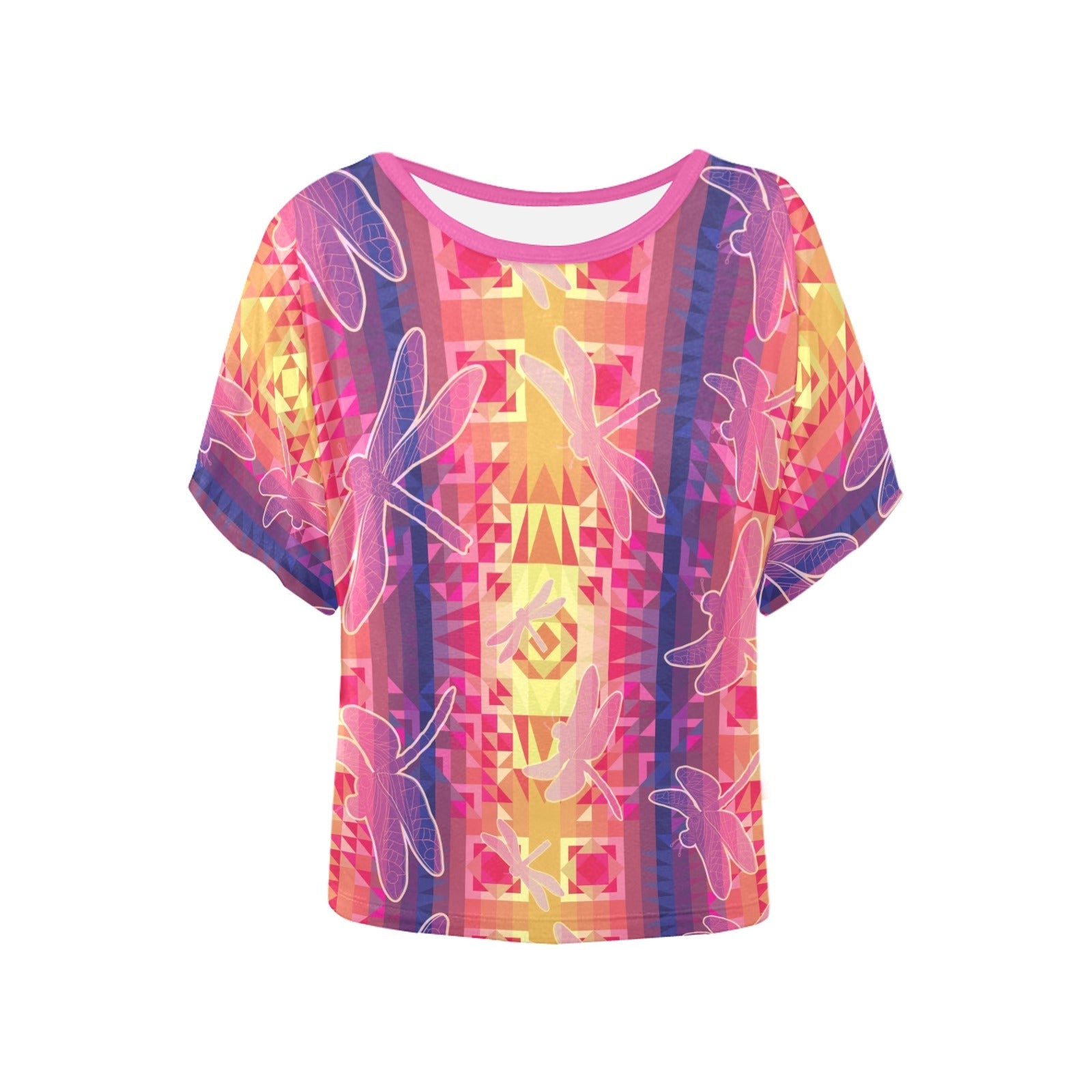 Kaleidoscope Dragonfly Women's Batwing-Sleeved Blouse T shirt (Model T44) Women's Batwing-Sleeved Blouse T shirt (T44) e-joyer