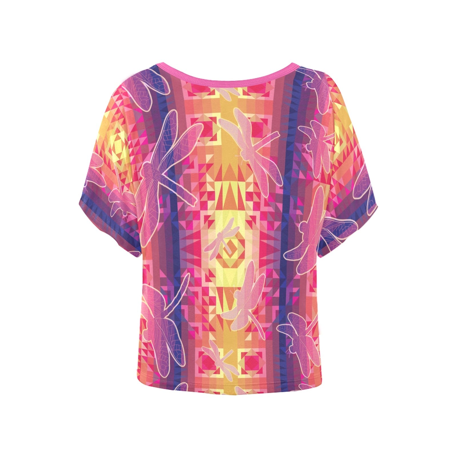 Kaleidoscope Dragonfly Women's Batwing-Sleeved Blouse T shirt (Model T44) Women's Batwing-Sleeved Blouse T shirt (T44) e-joyer
