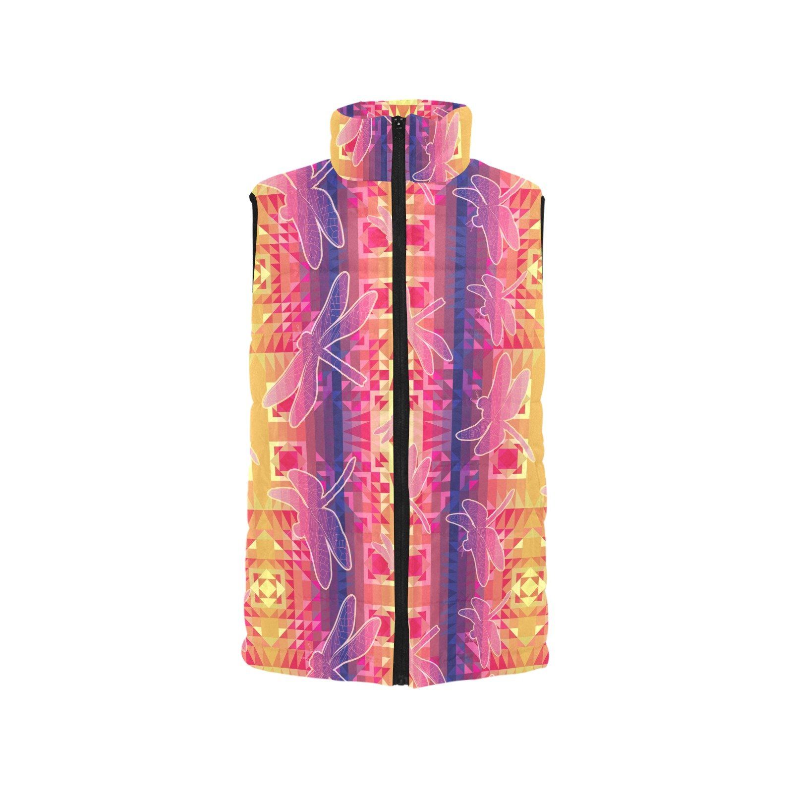 Kaleidoscope Dragonfly Women's Padded Vest Jacket (Model H44) Women's Padded Vest Jacket (H44) e-joyer